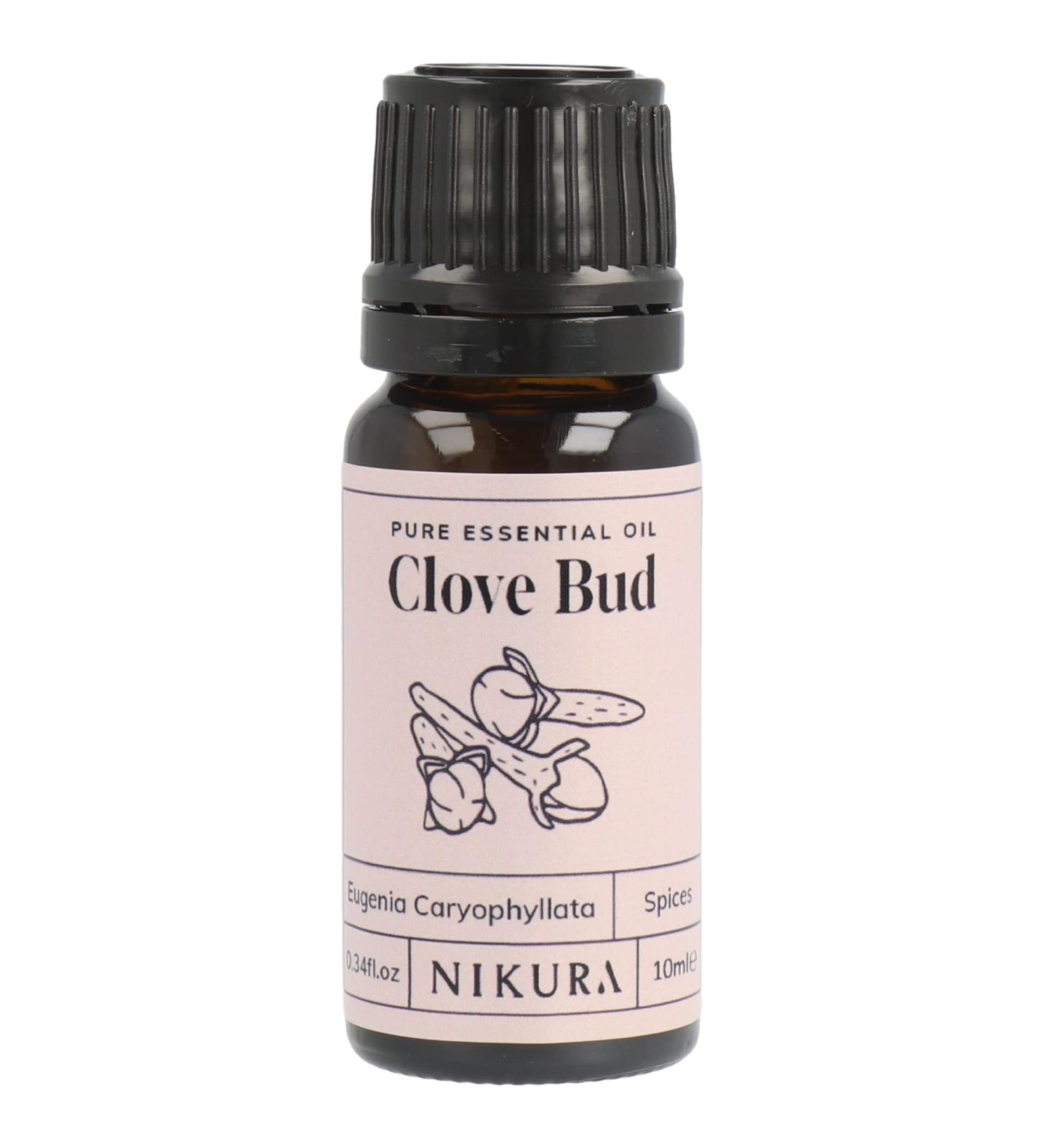 Nikura Clove Essential Oil - 10ml | Pure Natural Clove Bud Oil for Toothache Relief | Aromatherapy Diffuser & Self Care Cleaning | Vegan, UK Made - Buy Online on SooperMarket.com