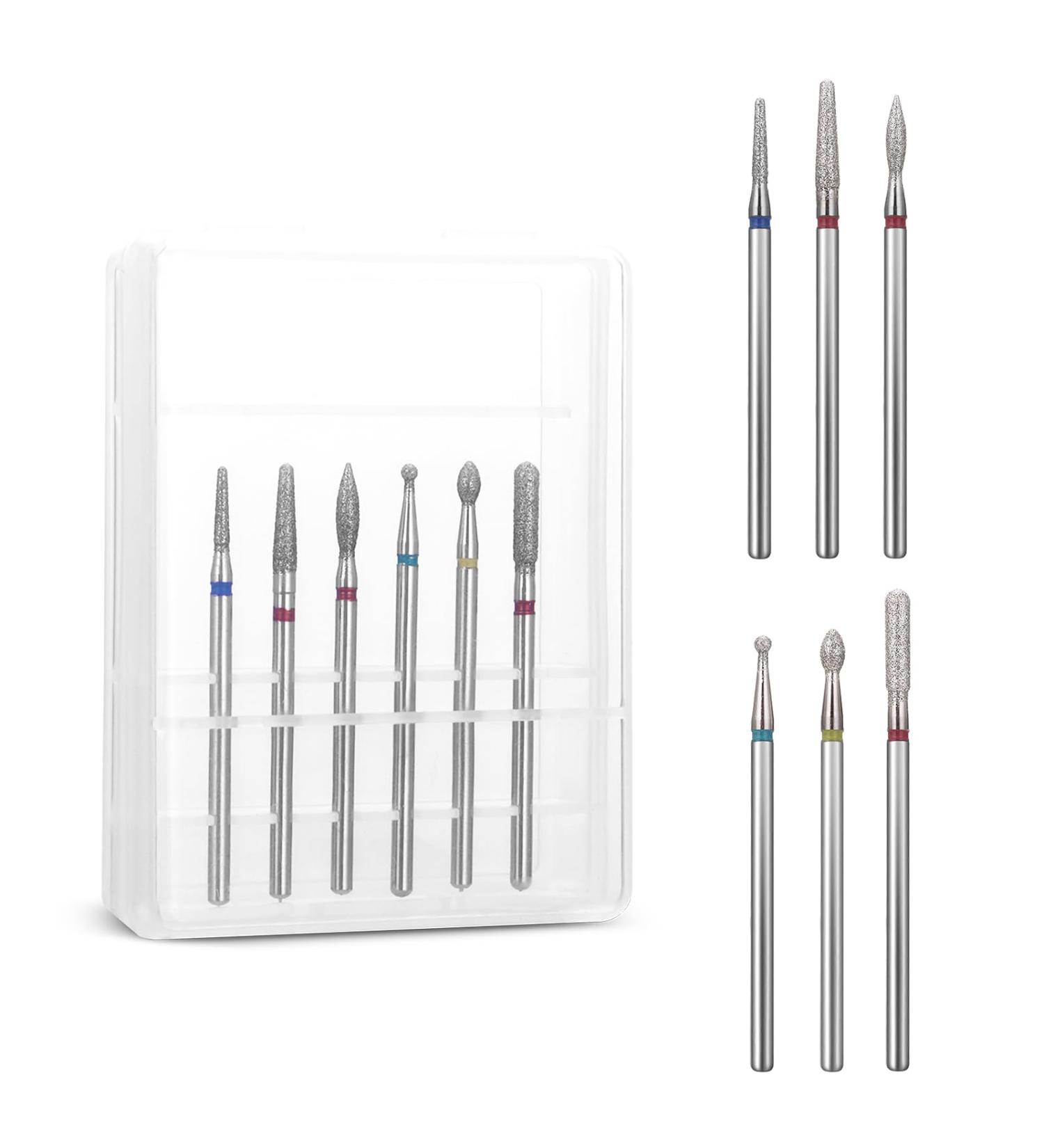 Lusofie 6 Pcs Diamond Carbide Nail Drill Bits Set - Professional Cuticle Remover Kit for Nails - 3/32 Safety Clean Dead Skin Tool - Buy Online on SooperMarket.com
