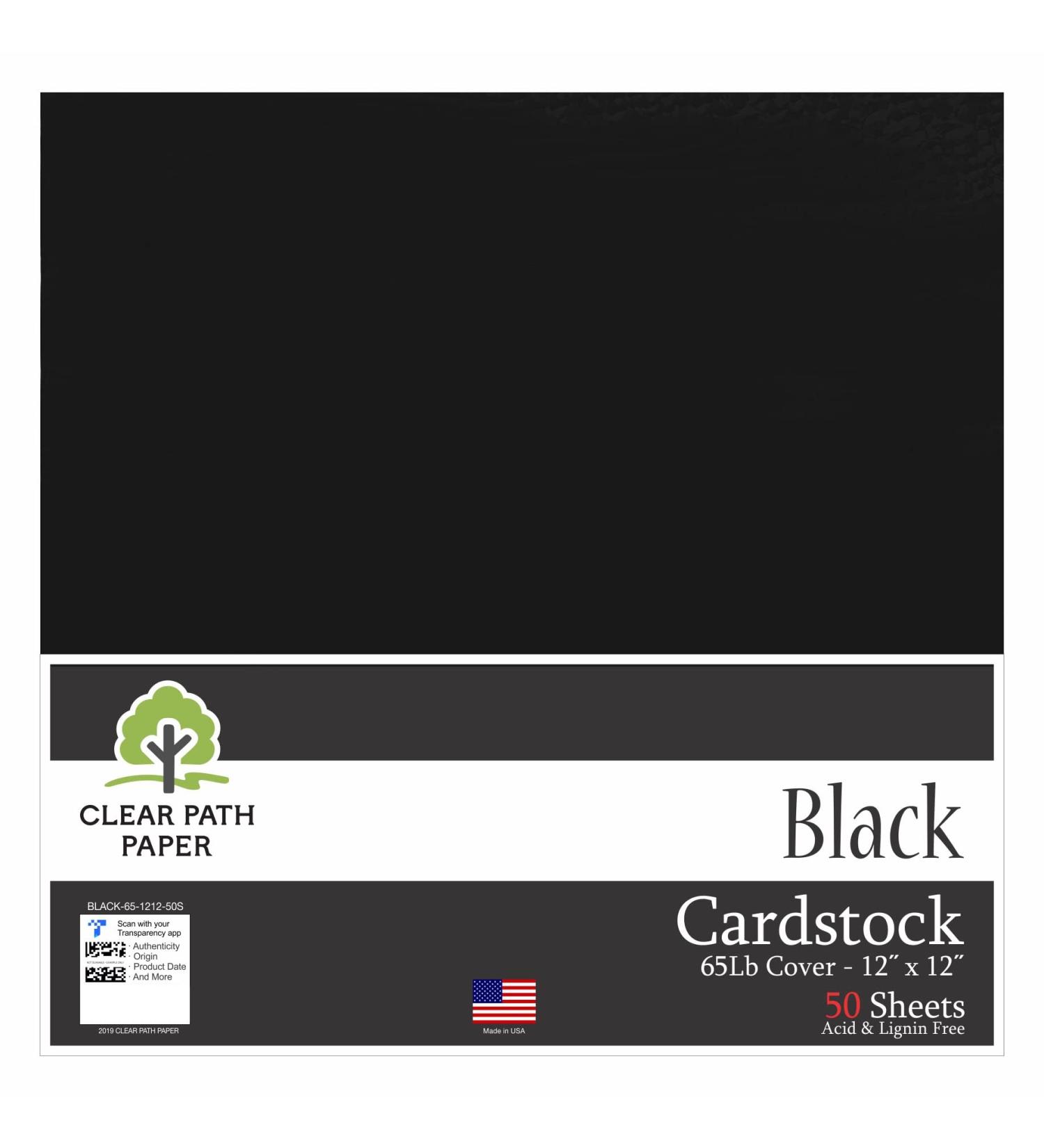 Black Cardstock 12x12 - 65lb Cover - 50 Sheets - Clear Path Paper - Buy Online on SooperMarket.com