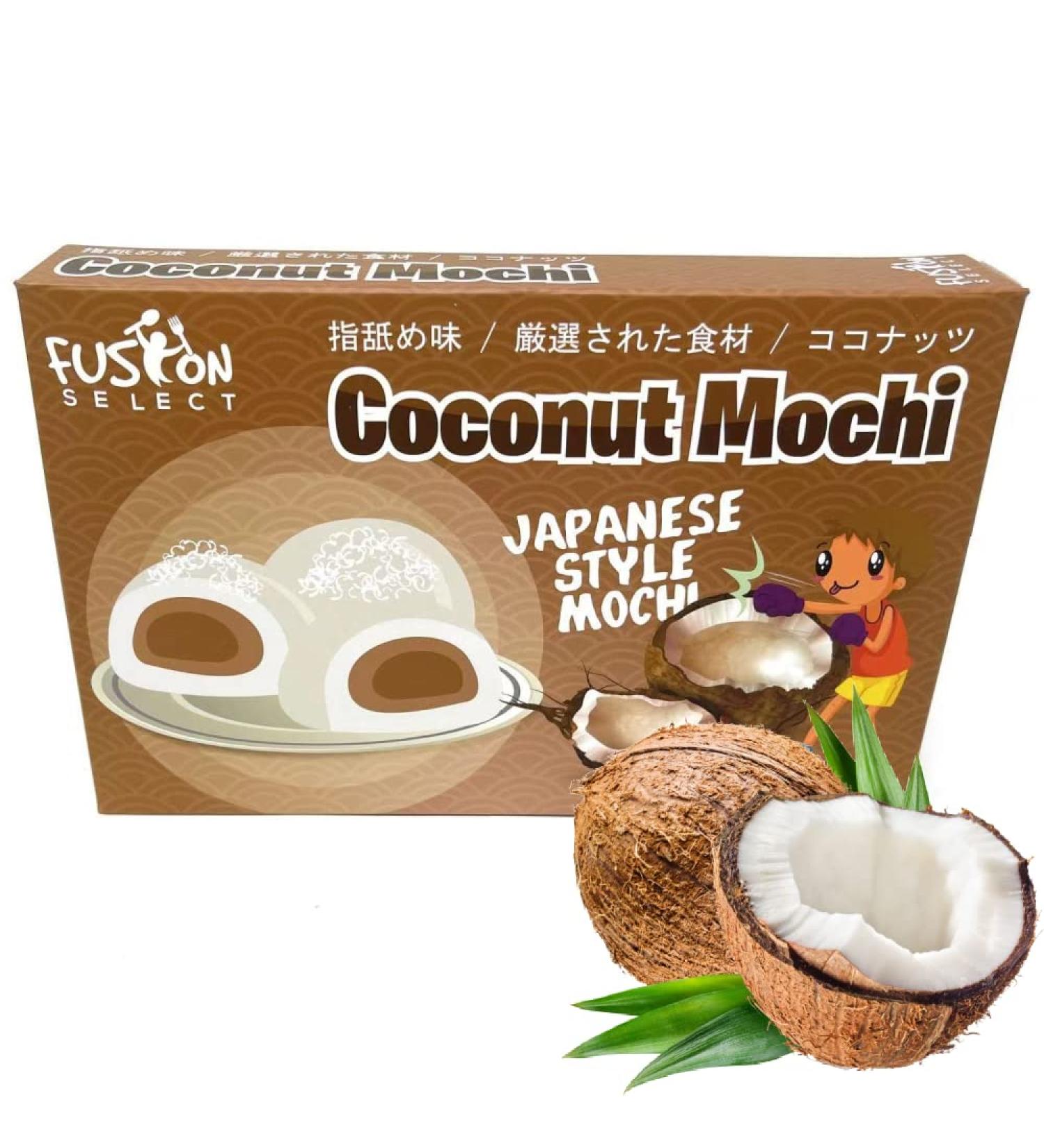 Fusion Select Mochi Daifuku Snacks - Coconut Flavored Japanese Rice Cakes - Sweet Asian Treats for Family - Chewy and Soft Texture - 6 Pieces x 30g Pack - Buy Online on SooperMarket.com