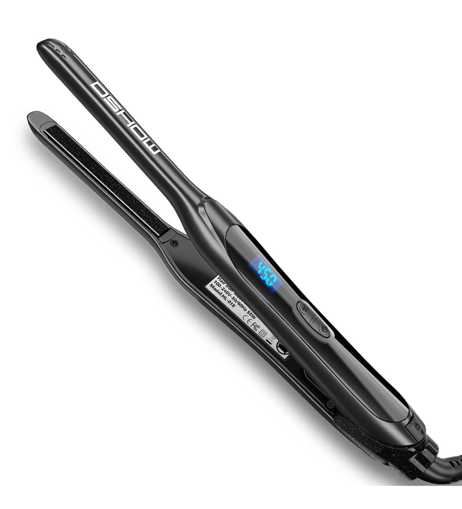 DSHOW Pencil Flat Iron - Mini Hair Straightener for Short Hair Pixie Cuts & Bangs Tourmaline Ceramic Adjustable Temperature Auto Shut Off - Black - Buy Online on SooperMarket.com