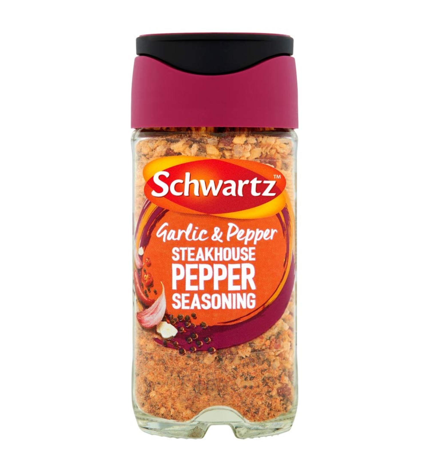 Schwartz Garlic & Pepper Steakhouse Pepper Seasoning 58g - Enhance Flavor and Aroma - Buy Online on SooperMarket.com