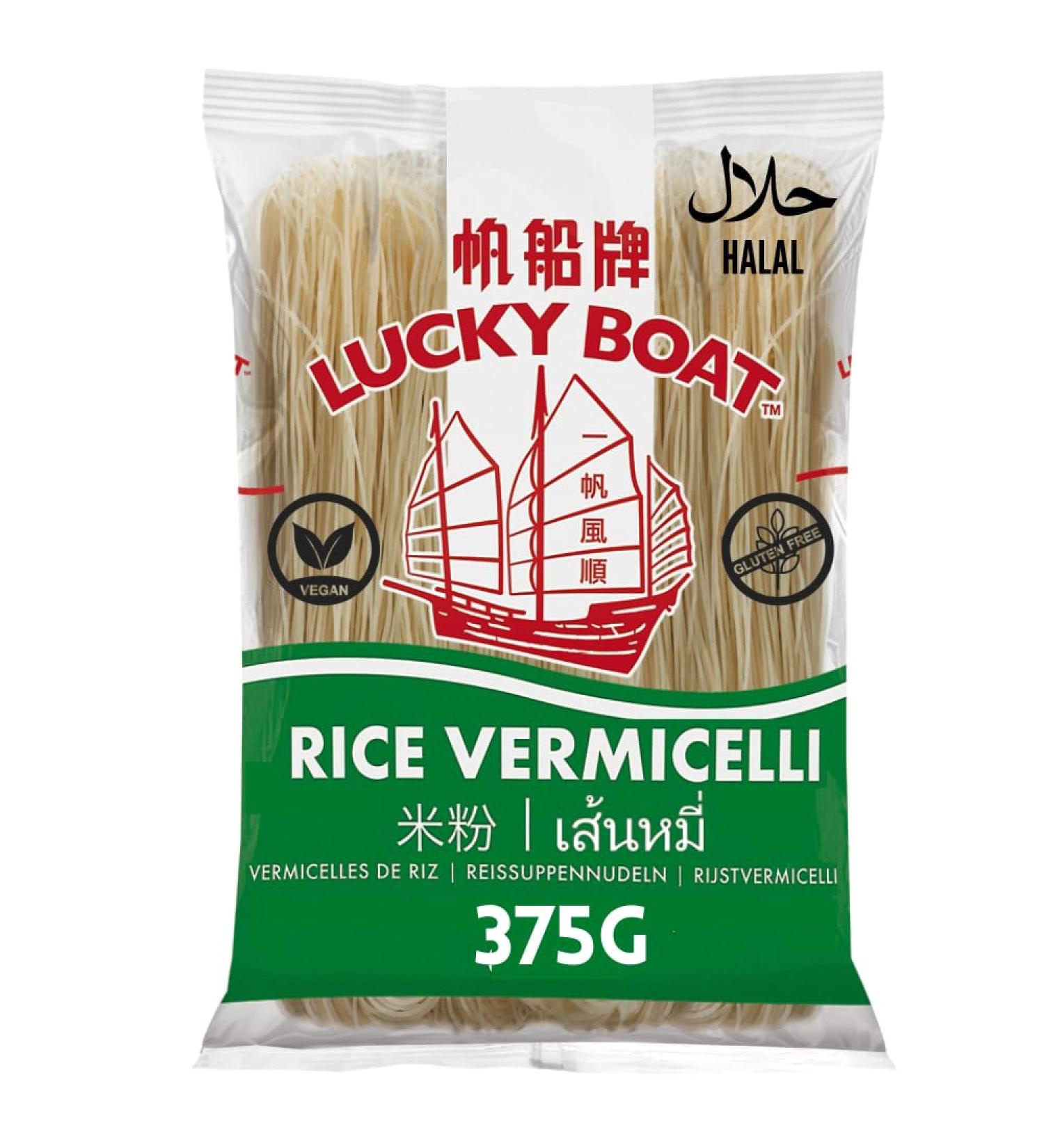 Lucky Boat Rice Vermicelli 375g - Gluten Free Noodles for Pad Thai | Thai & Chinese Ingredients | Asian Rice Noodle - Buy Online on SooperMarket.com