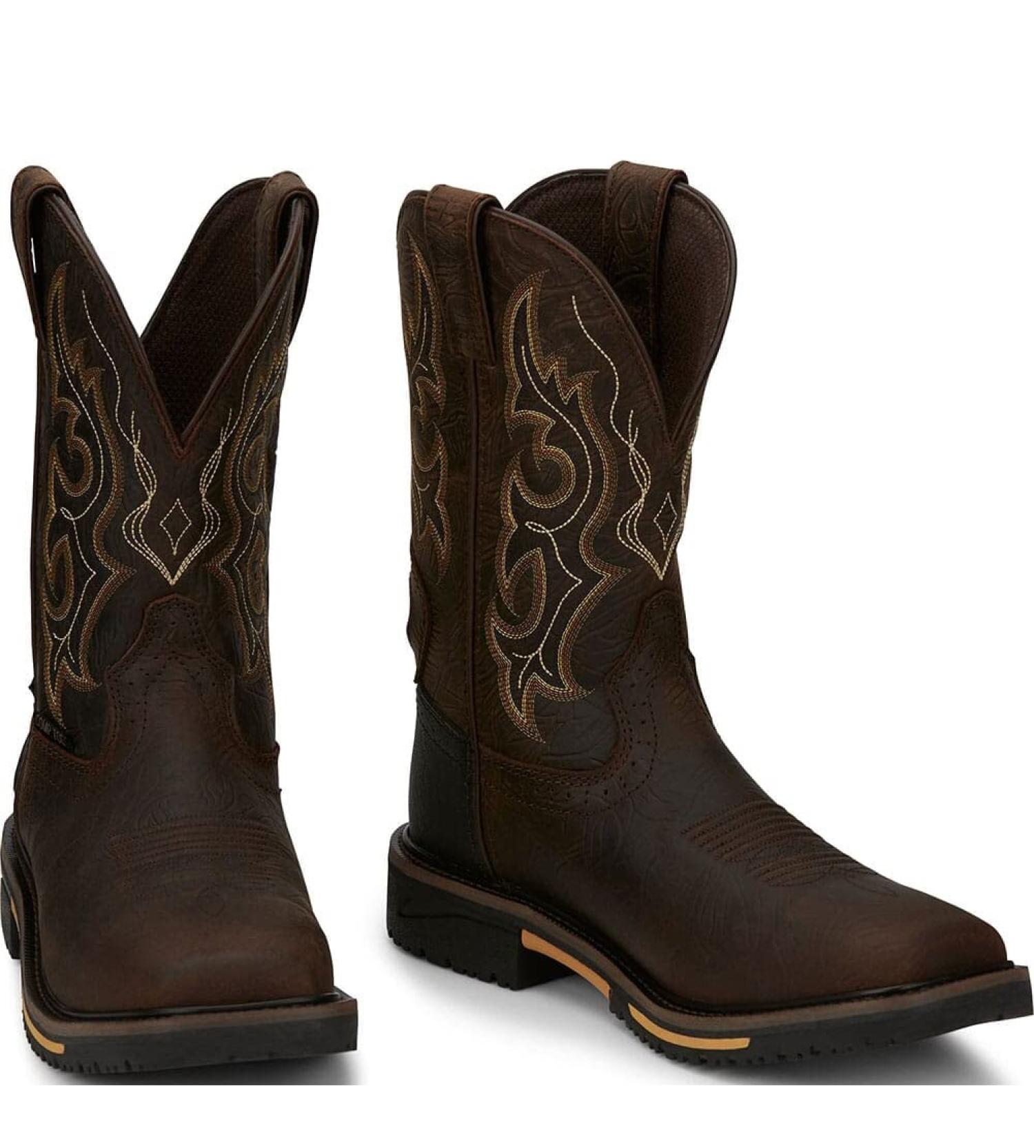 Justin Men's Joist Rustic Waterproof Western Work Boot Composite Toe Distressed Brown 11 D(M) US