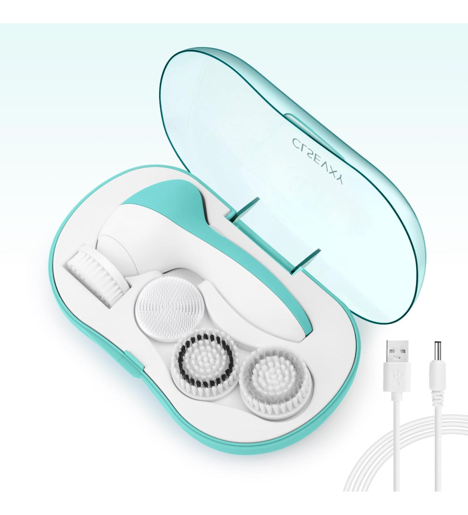 Rechargeable Facial Cleansing Spin Brush Set - 4 Exfoliating Brush Heads | Waterproof Face Spa System by CLSEVXY - Gentle Exfoliation & Deep Scrubbing - Buy Online on SooperMarket.com