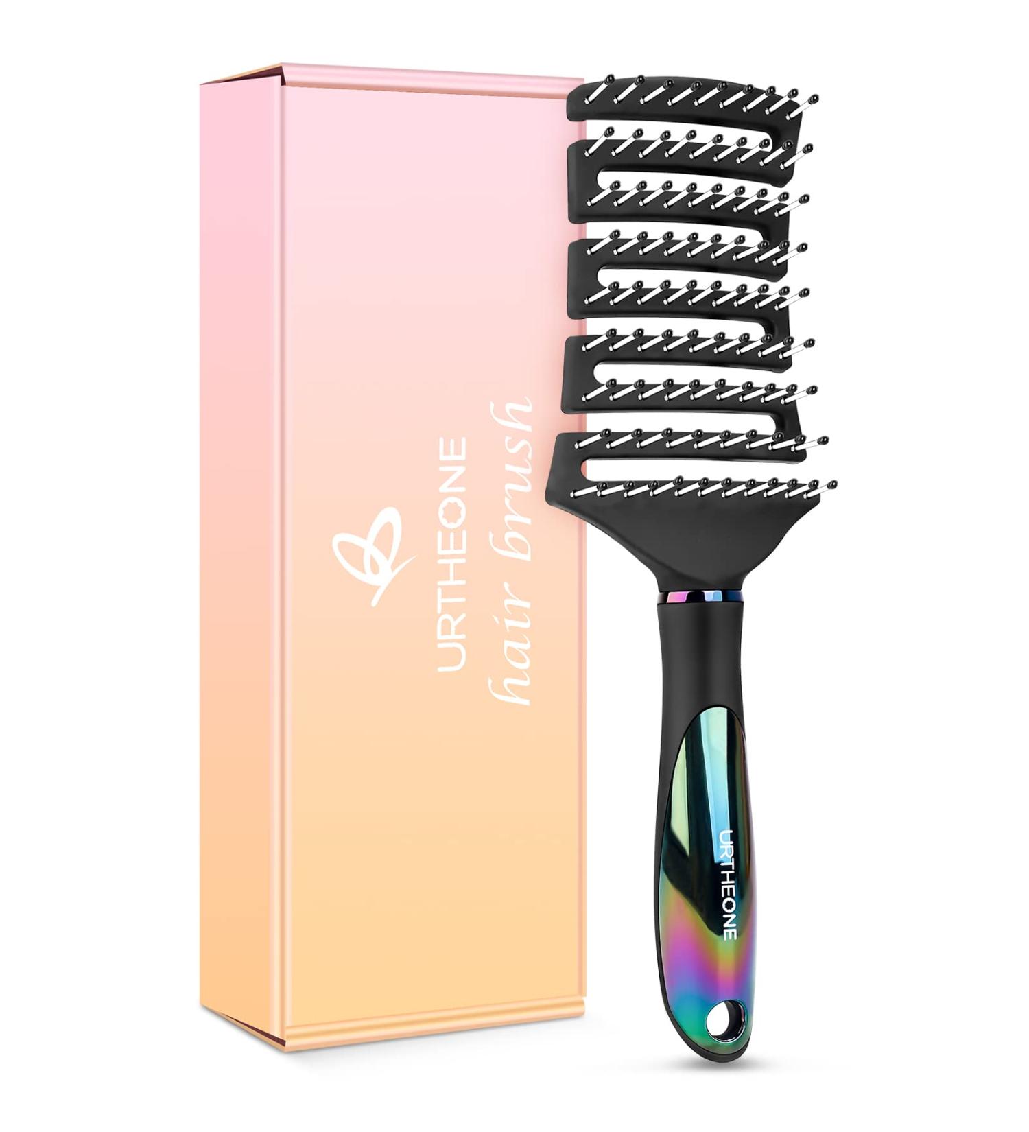 Curved Vented Detangling Hair Brush for Faster Blow Drying - Professional Vent Detangler for All Hair Types (Black) - Buy Online on SooperMarket.com