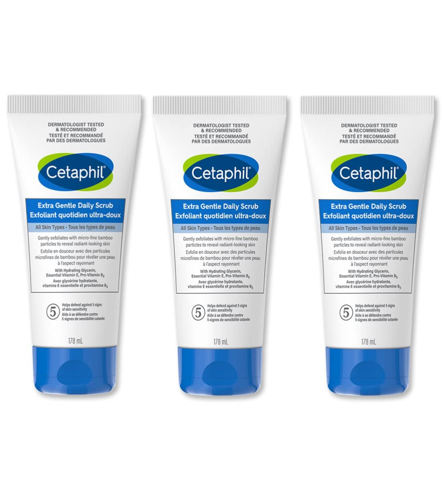 Cetaphil Extra Gentle Daily Scrub 3-Pack - Gentle Exfoliating Skincare Set - Buy Online on SooperMarket.com