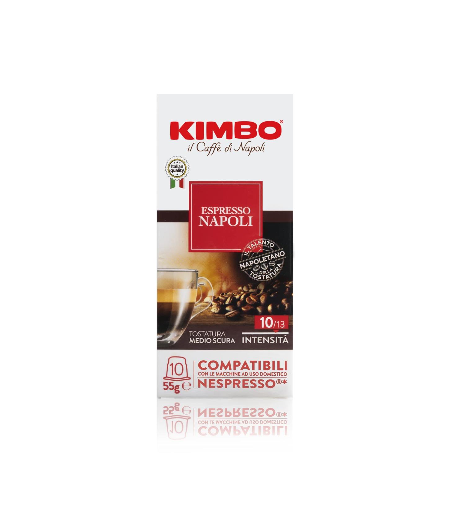 Kimbo Napoli Coffee Capsules - Compatible with Nespresso - 100 Capsules (10 Packs of 10) - Premium Italian Coffee for a Perfect Brew - Buy Online on SooperMarket.com