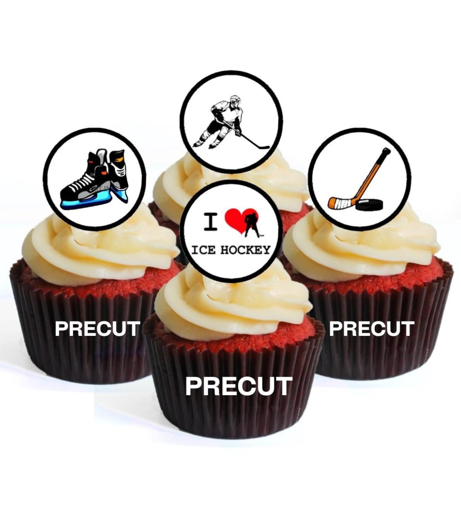PRECUT Ice Hockey Cupcake Toppers Ice Hockey Theme Edible Cake Decorations Edible Ice Hockey Party Decorations Ice Hockey Cake Topper Ice Hockey Edible Cupcake Toppers (Pack of 12) - Buy Online on SooperMarket.com