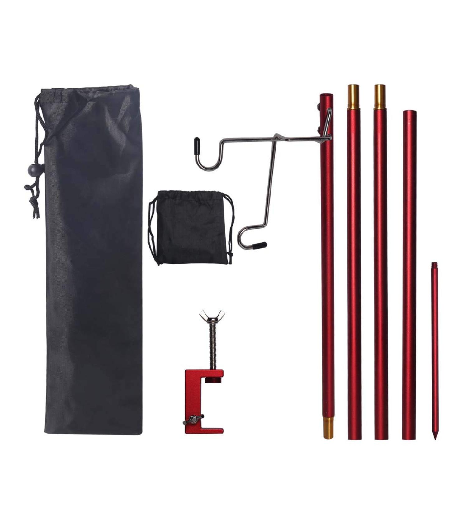 HIKEMAN Folding Lantern Stand Pole - Portable Light Holder for Camping & Outdoor Activities (Red) - Buy Online on SooperMarket.com