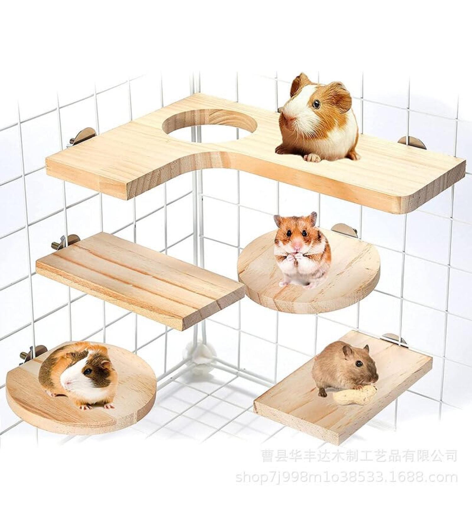 Shop Wangdu 5-Piece Hamster Accessories Set - Natural Wood Toys for Hamsters Guinea Pigs & Mice | DIY Cage Decor & Bird Seating Platform - Buy Online on SooperMarket.com