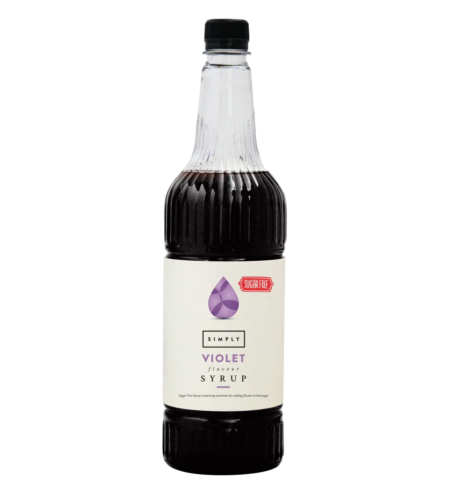 Simply Sugar Free Violet Syrup Low Calorie Vegan & Nut Free Flavoured Syrup for Coffee Cocktails & Baking (1 Litre) Violet 1 l (Pack of 1)