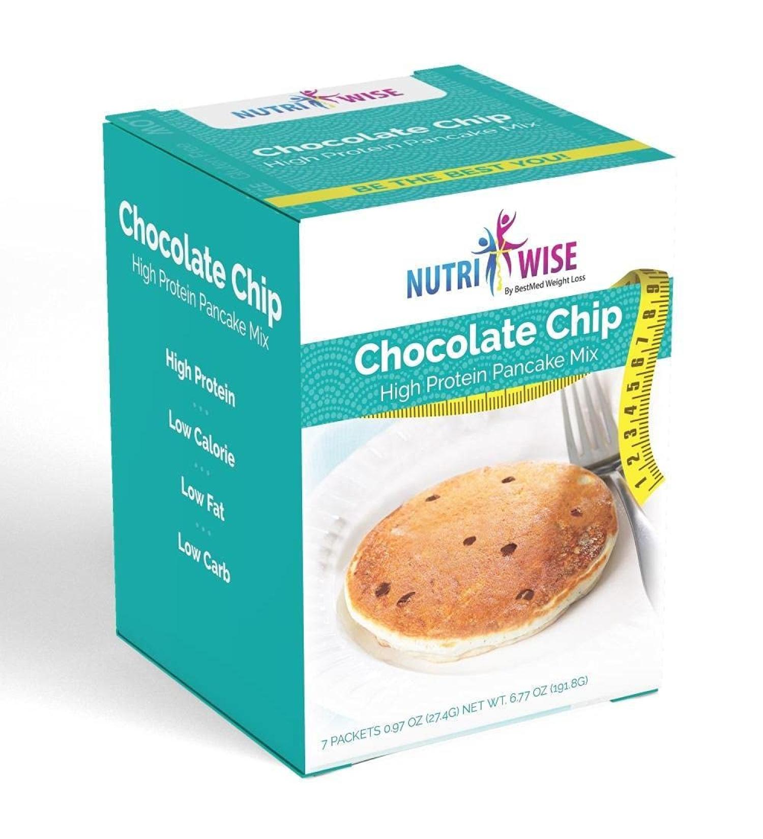 NutriWise High Protein 15g Pancake | 7/Box | Weight Loss Diet | Keto-Friendly | Hunger Control | Meal Replacement | Low Calorie, Low Carb, Low Sugar | Chocolate Chip Flavor - Buy Online on SooperMarket.com