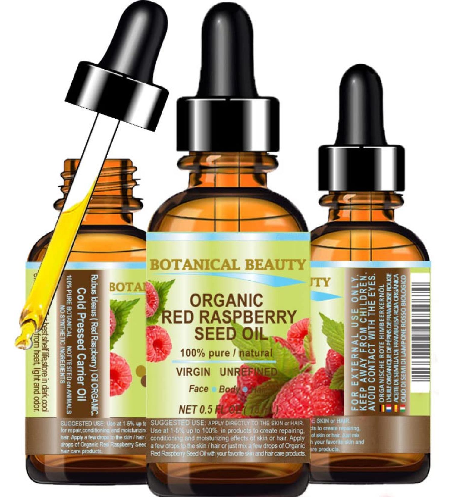 Organic Red Raspberry Seed Oil 0.5 Fl.oz for Face, Body & Hair - Botanical Beauty - Buy Online on SooperMarket.com