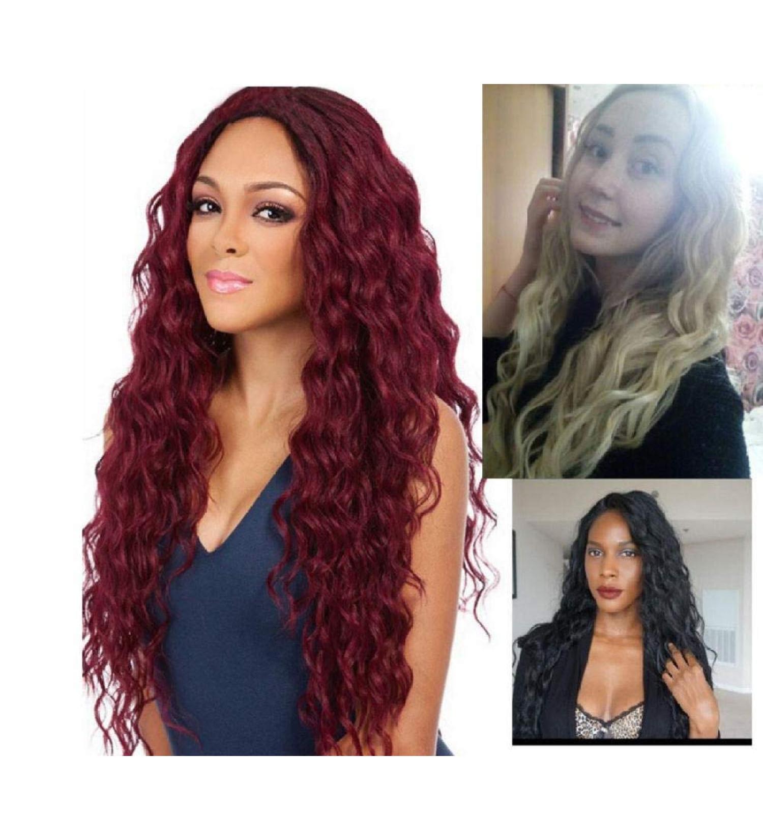 Shop Long Curly Fluffy European & American Wigs - Hot Red Light Brown & Dark Brown Options - Buy Online on SooperMarket.com