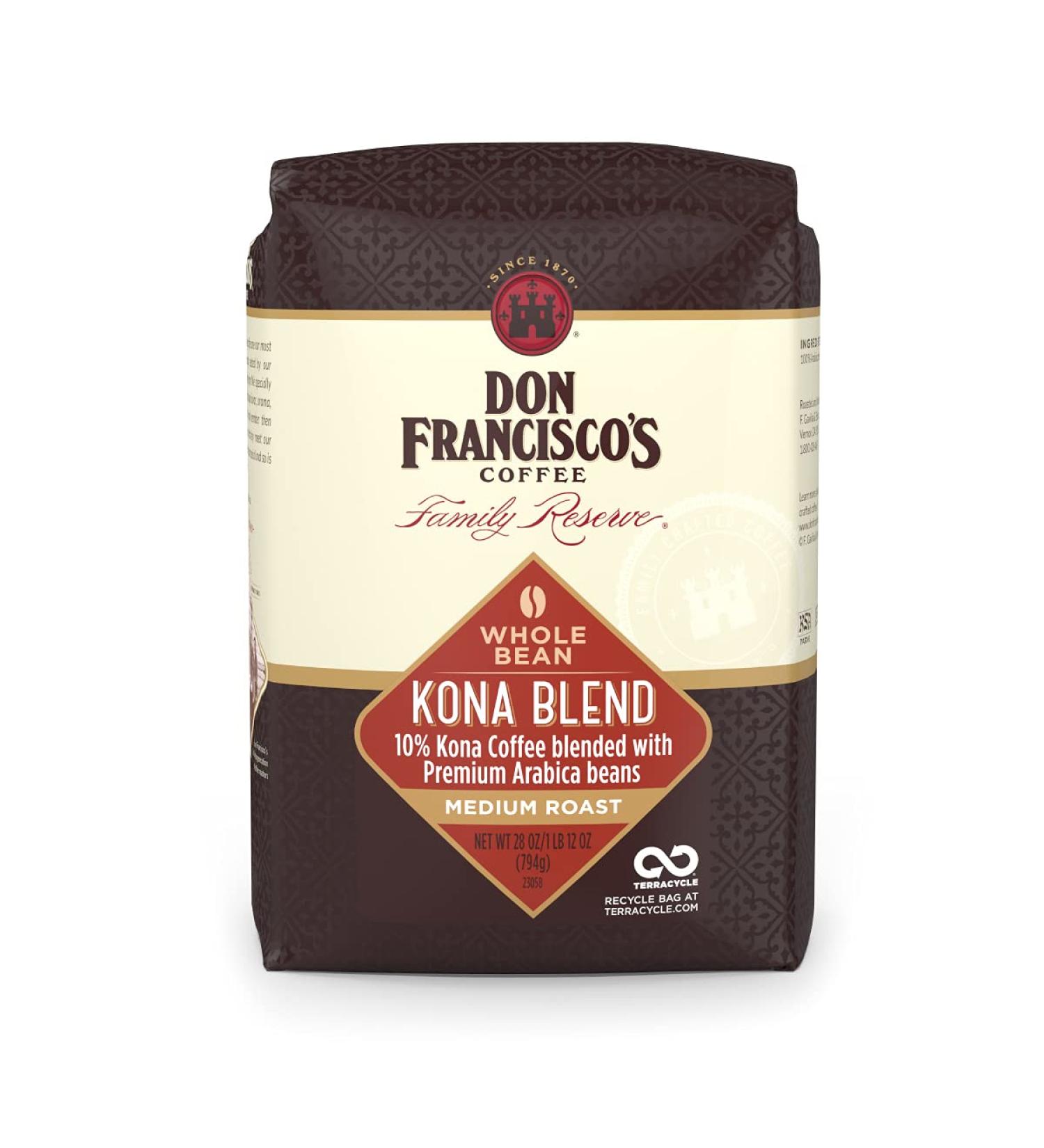 Don Francisco's Kona Blend Medium Roast Whole Bean Coffee 28oz Bag - Buy Online on SooperMarket.com
