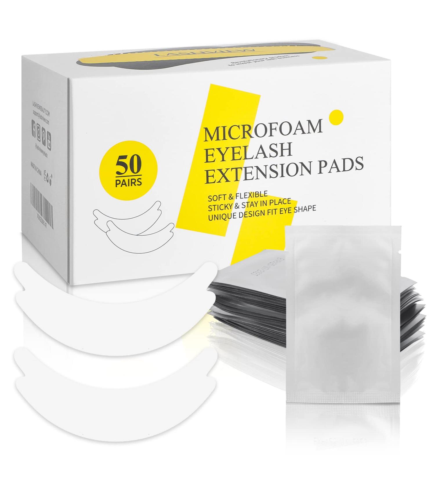 LASHVIEW 50 Pairs Natural Microfoam Under Eye Pads for Eyelash Extensions - Lint Free, Hypoallergenic, Stick Well, Fit Most Eye Shapes - Buy Online on SooperMarket.com