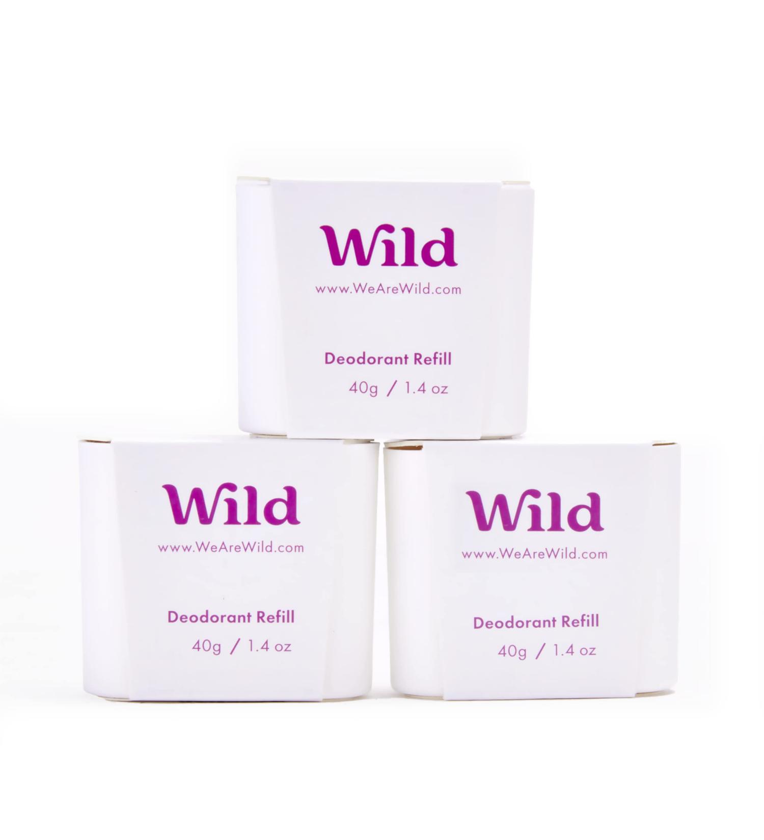 Wild - Natural Refillable Deodorant - Coconut & Vanilla Refill Trio Pack - Vegan & Eco-Friendly - Aluminium Free - Long Lasting Protection - 100% Natural Ingredients - 3 Pack of 40g Refills Coconut & Vanilla 40 g (Pack of 3) - Buy Online on SooperMarket.com