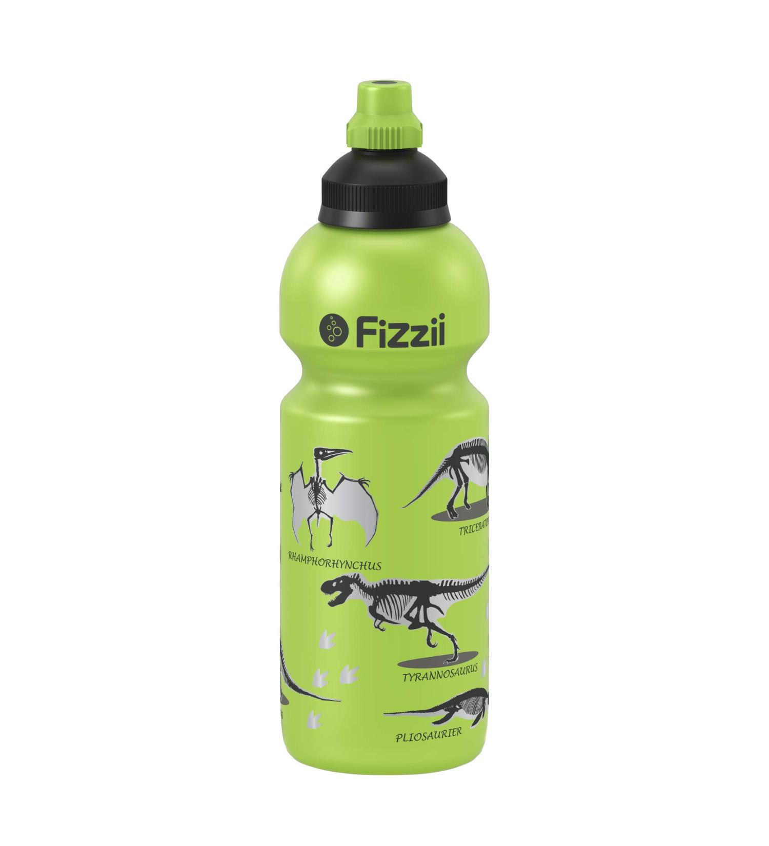 Fizzii 600ml Leak-Proof Children's Drinking Bottle - Carbonic Acid Safe Pollutant-Free Dishwasher-Safe Dino Lime Motif - Buy Online on SooperMarket.com