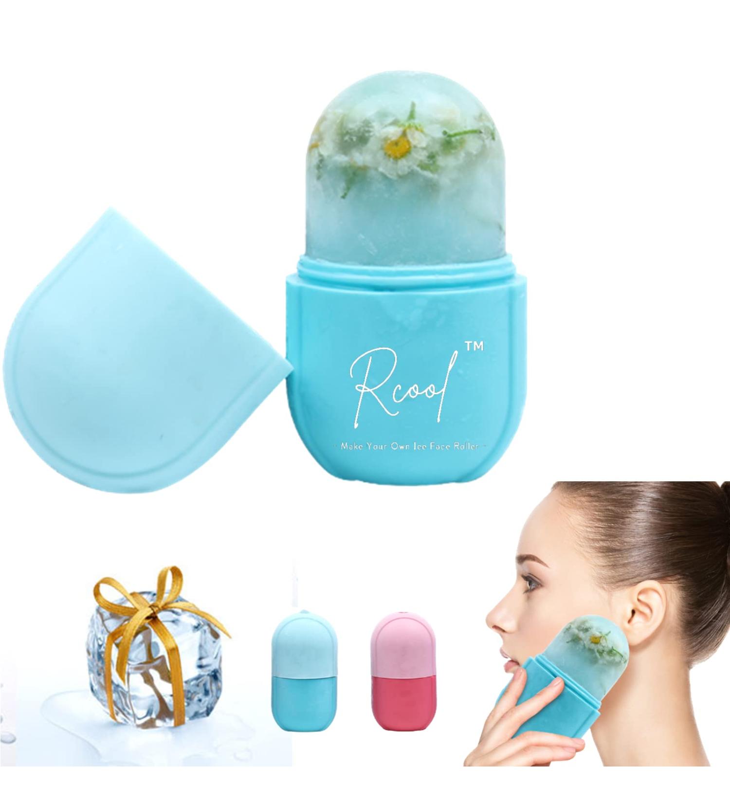 Rcool Ice Face Roller & Gua Sha - Premium Facial Massager for Youthful Skin Reduce Fine Lines Shrink Pores & Acne - Blue Ice Roller for Face & Eyes - Buy Online on SooperMarket.com