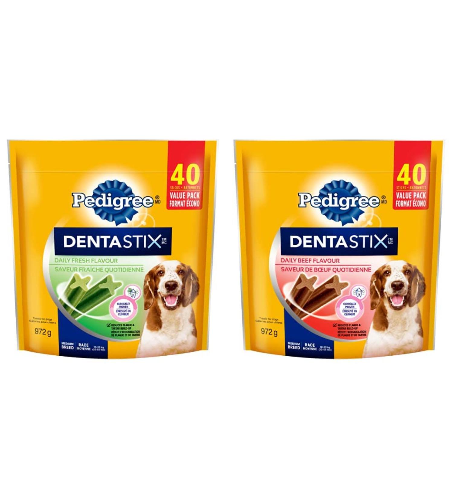 PEDIGREE DENTASTIX Oral Care Adult Dog Treats for Medium Dogs - Fresh Flavour 40 Sticks + Beef 40 Sticks Fresh 40 Count (Pack of 2) Treats + Treats for Medium Dogs - Beef - Buy Online on SooperMarket.com
