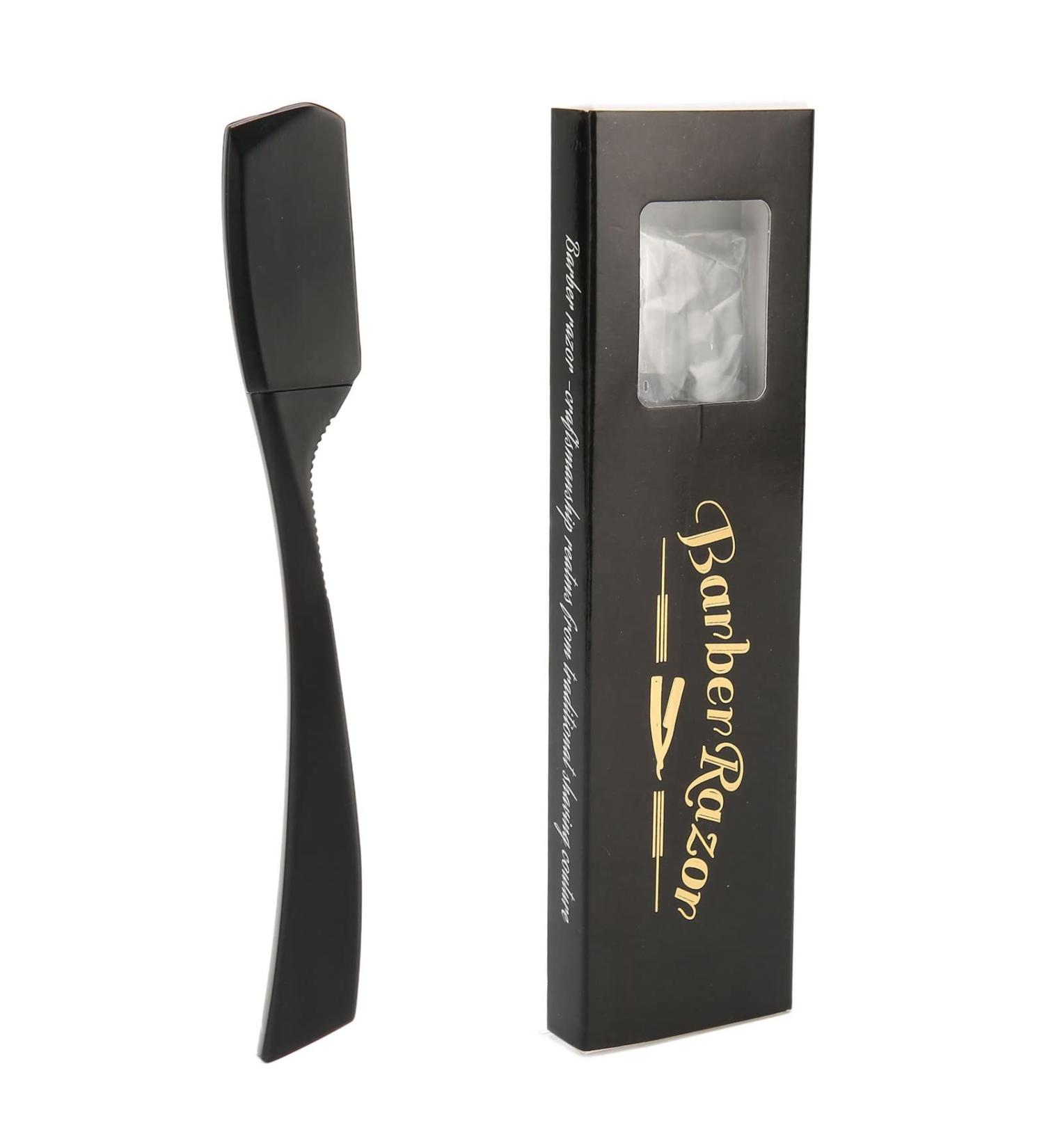 Buy Vintage Black Zinc Alloy Straight Edge Barber Razor - Premium Beard Blade Holder & Manual Knife Stand for Professional Shaving - Buy Online on SooperMarket.com