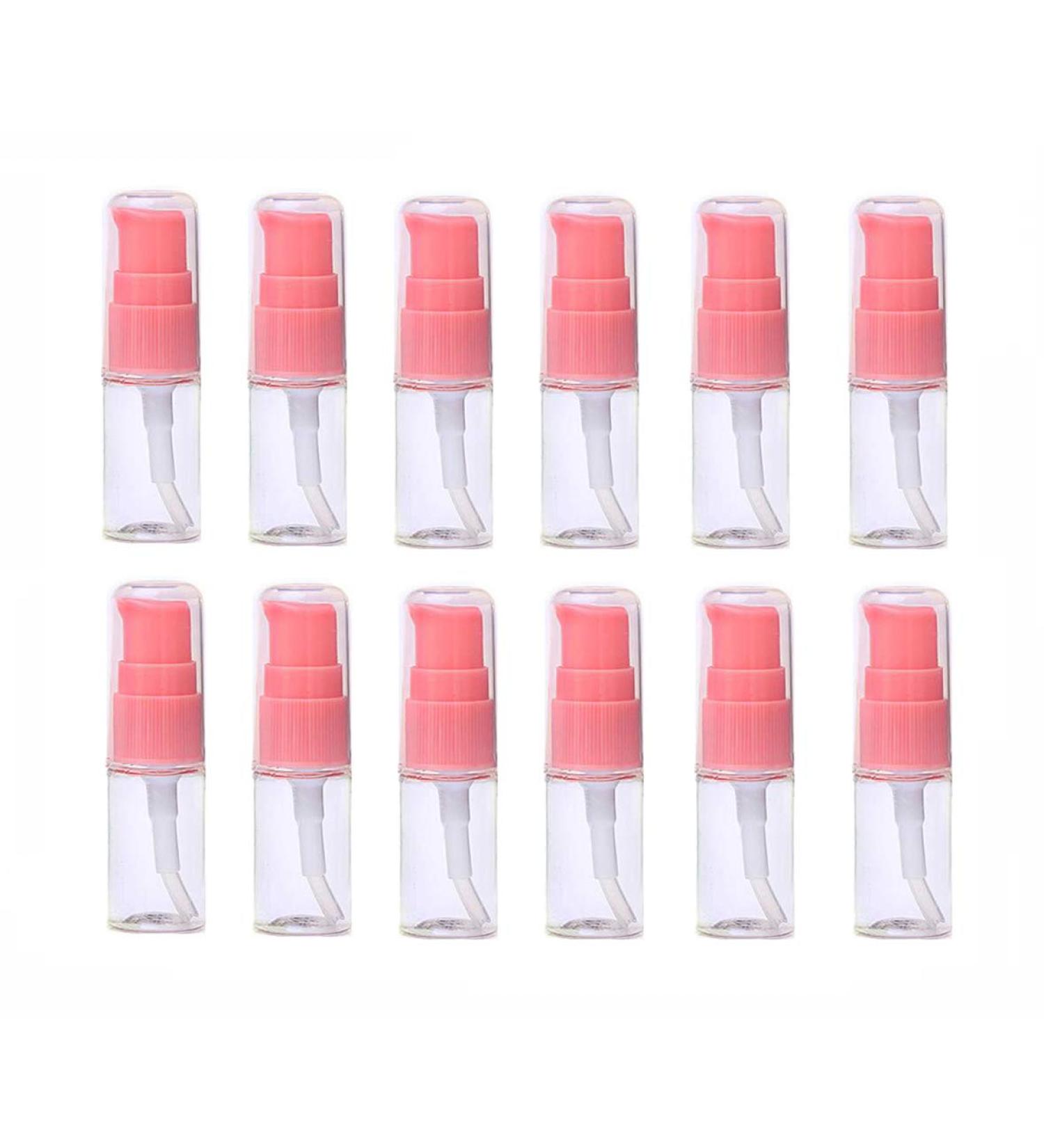 12Pcs 10ml/0.34oz Clear Lotion Pump Bottle with Pink Press Pump Head Empty Refillable Makeup Cosmetic Toiletries Liquid Container Dispenser for Emulsion Body Wash Shampoo - Buy Online on SooperMarket.com