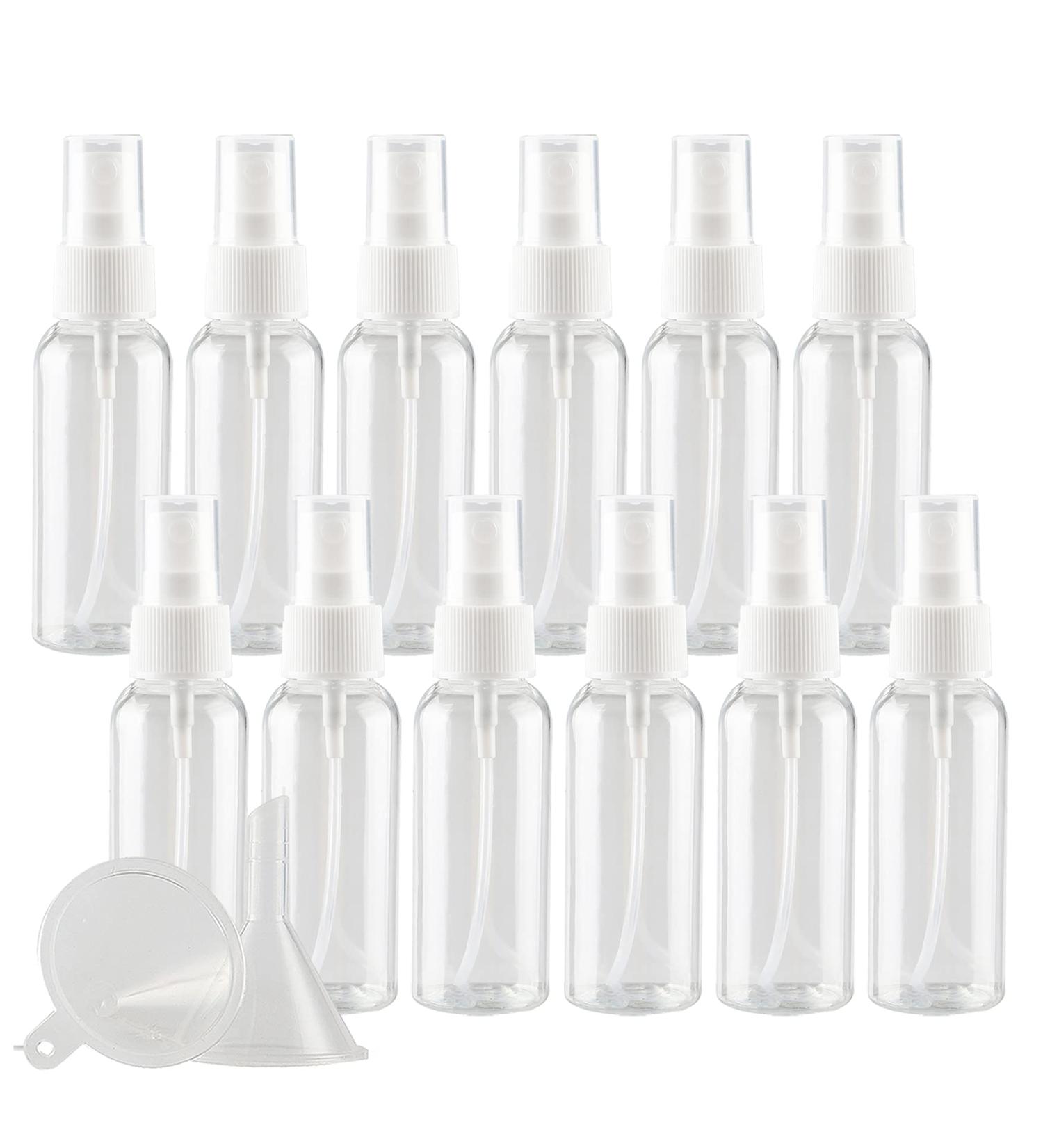 TIANZD 12 Pieces Empty 50 ml Clear PET Plastic Fine Mist Pump Spray Bottles with White Top Portable Sprayer for Perfume Water Cosmetic Travel Containers Refillable 2x Funnel - Buy Online on SooperMarket.com