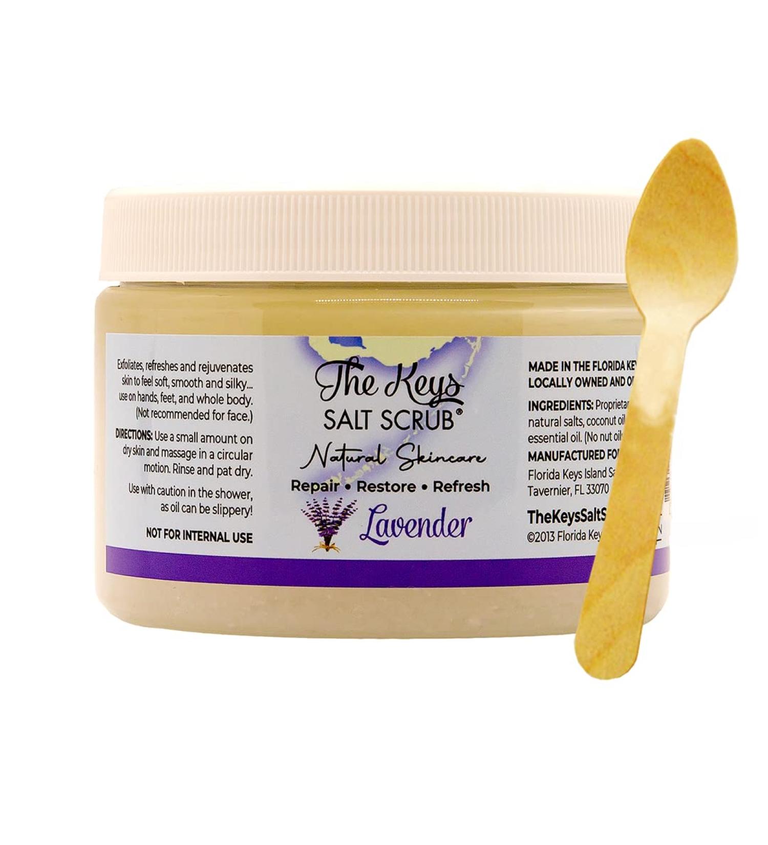 Keys Salt Scrub Lavender 12 oz - Premium Exfoliating Sea Salt Body Scrub with Pure Florida Sea Salt - 12 Ounce Pack - Buy Online on SooperMarket.com