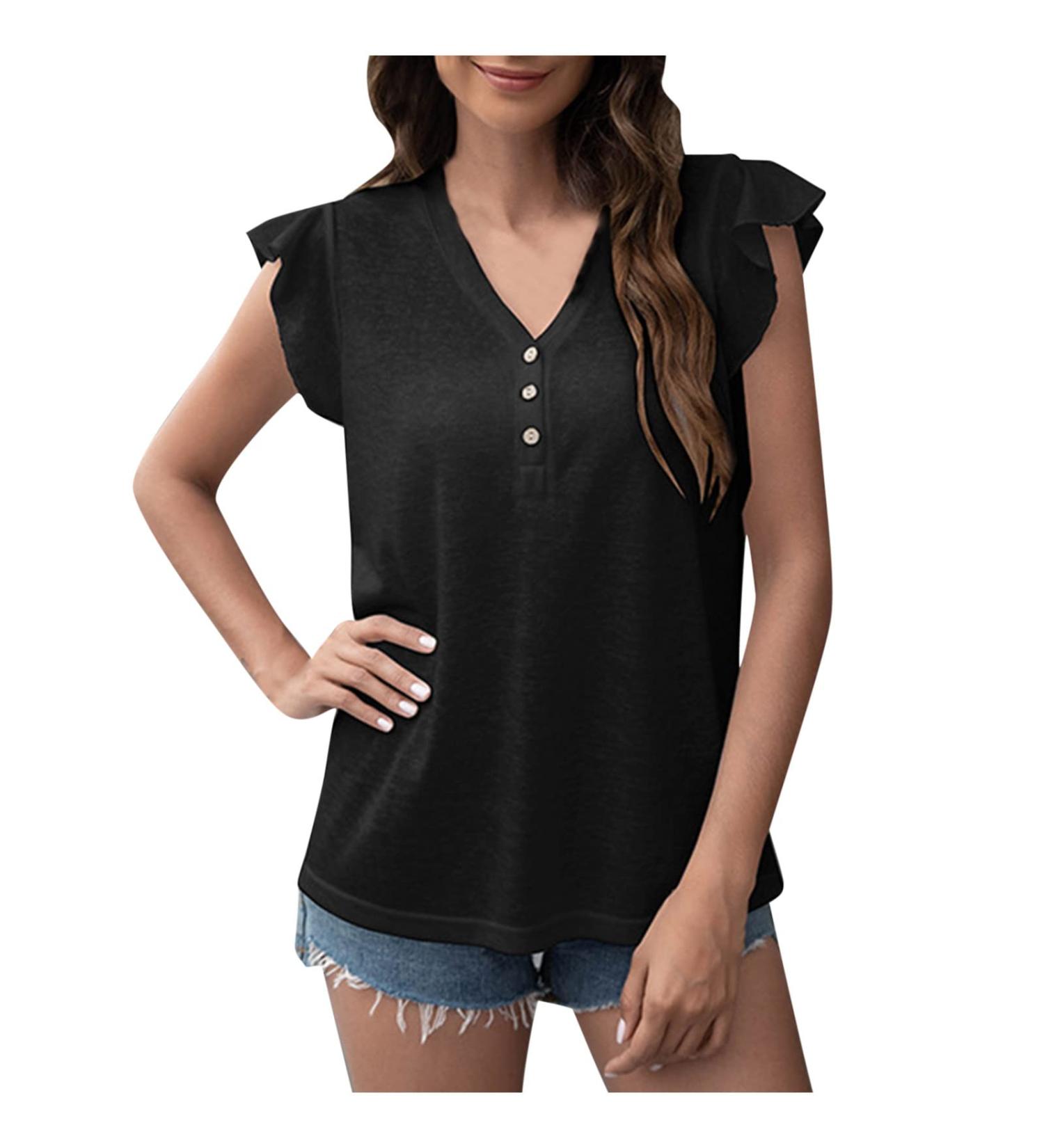 Chiffon Cold Shoulder Shirt Women's Pleated Dolman Sleeve V-Neck Blouse - Black, Medium - Buy Online on SooperMarket.com