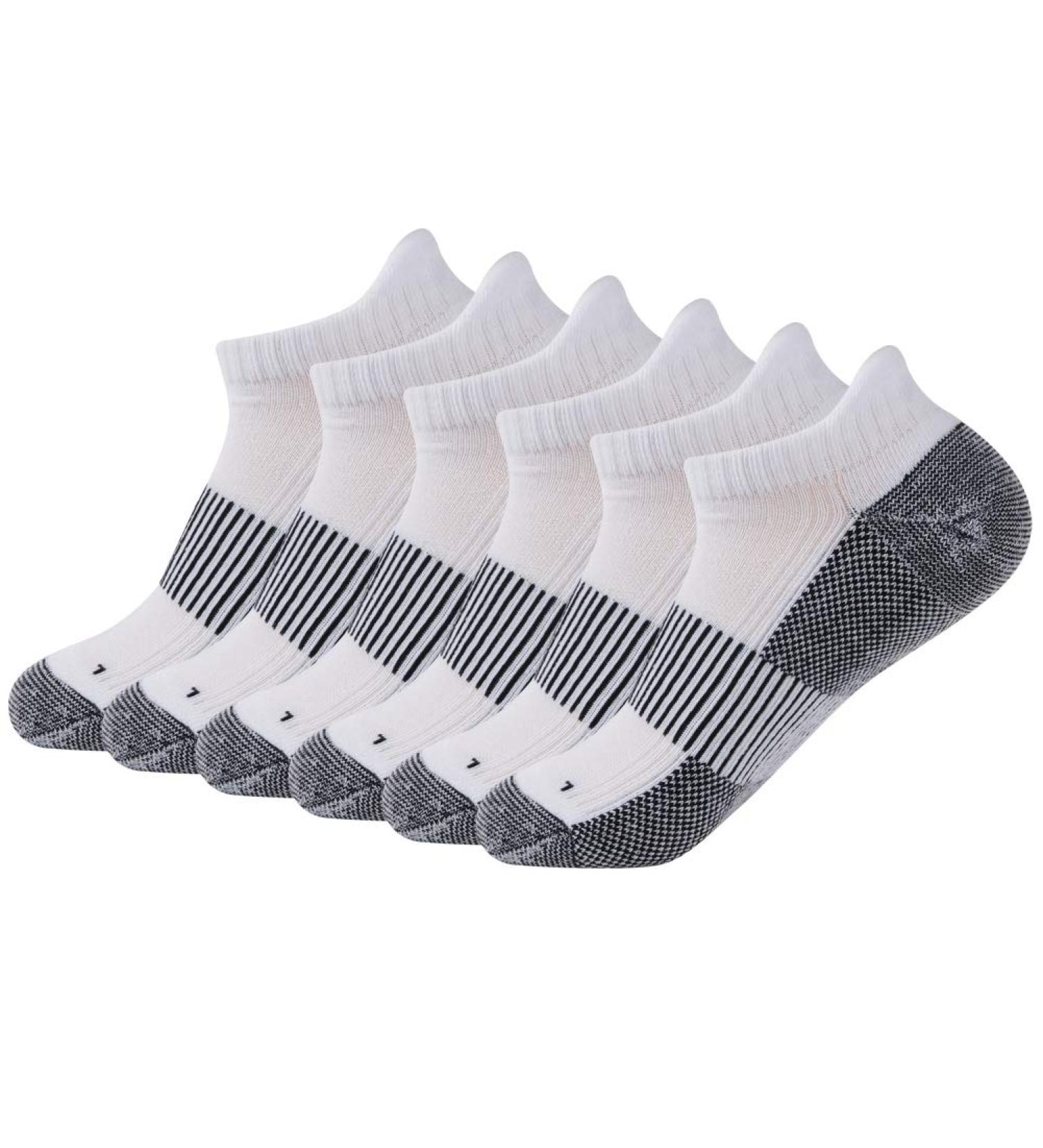 FOOTPLUS Copper Compression Arch Support Socks 6 Pairs - White & Black - L/XL - Buy Online on SooperMarket.com