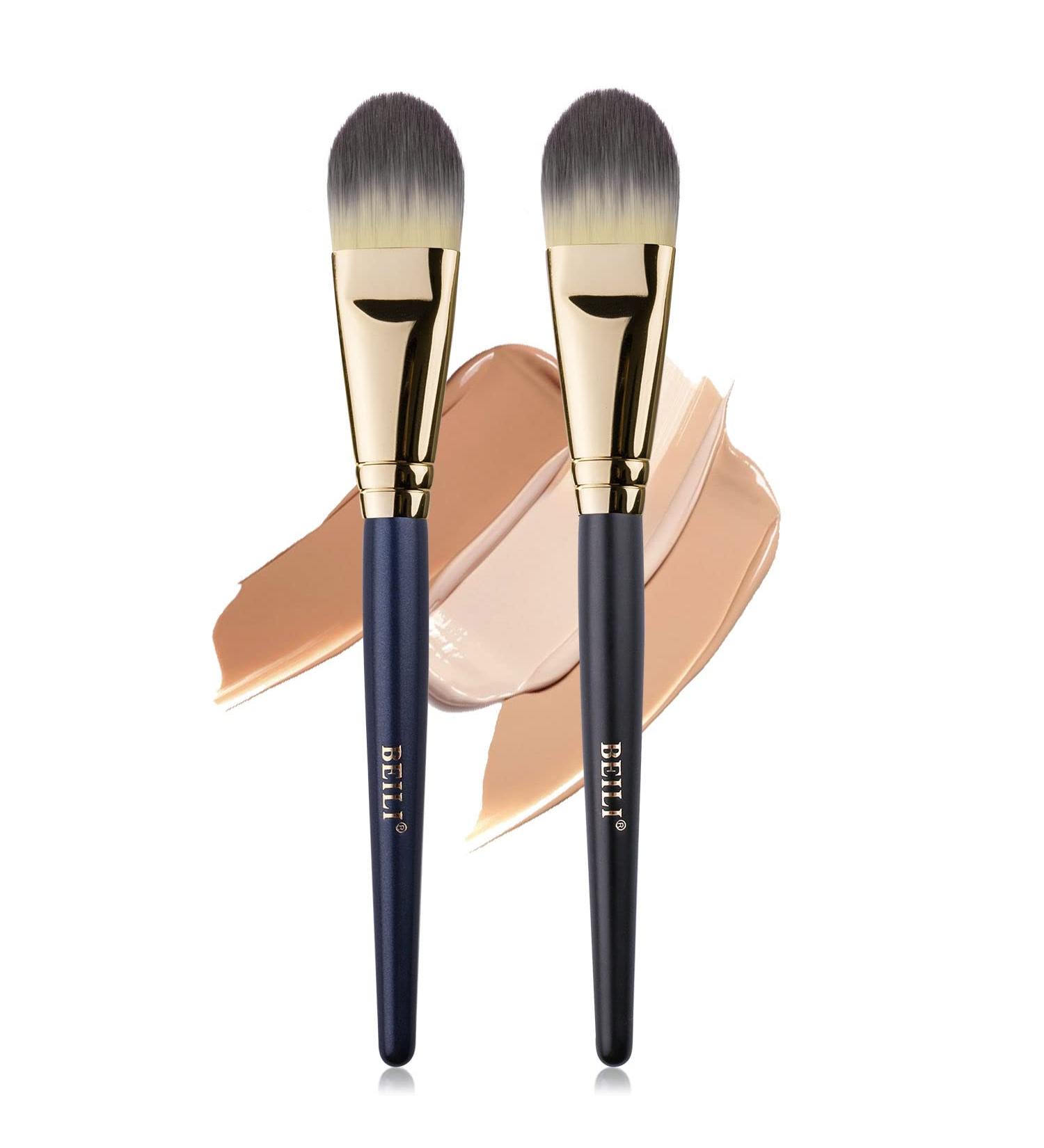 BEILI Foundation Brush Set for Liquid Mask Concealer - 2Pcs Flat Makeup Brushes for Liquid Cream & Powder Foundation - Premium Face Makeup Tools - Buy Online on SooperMarket.com