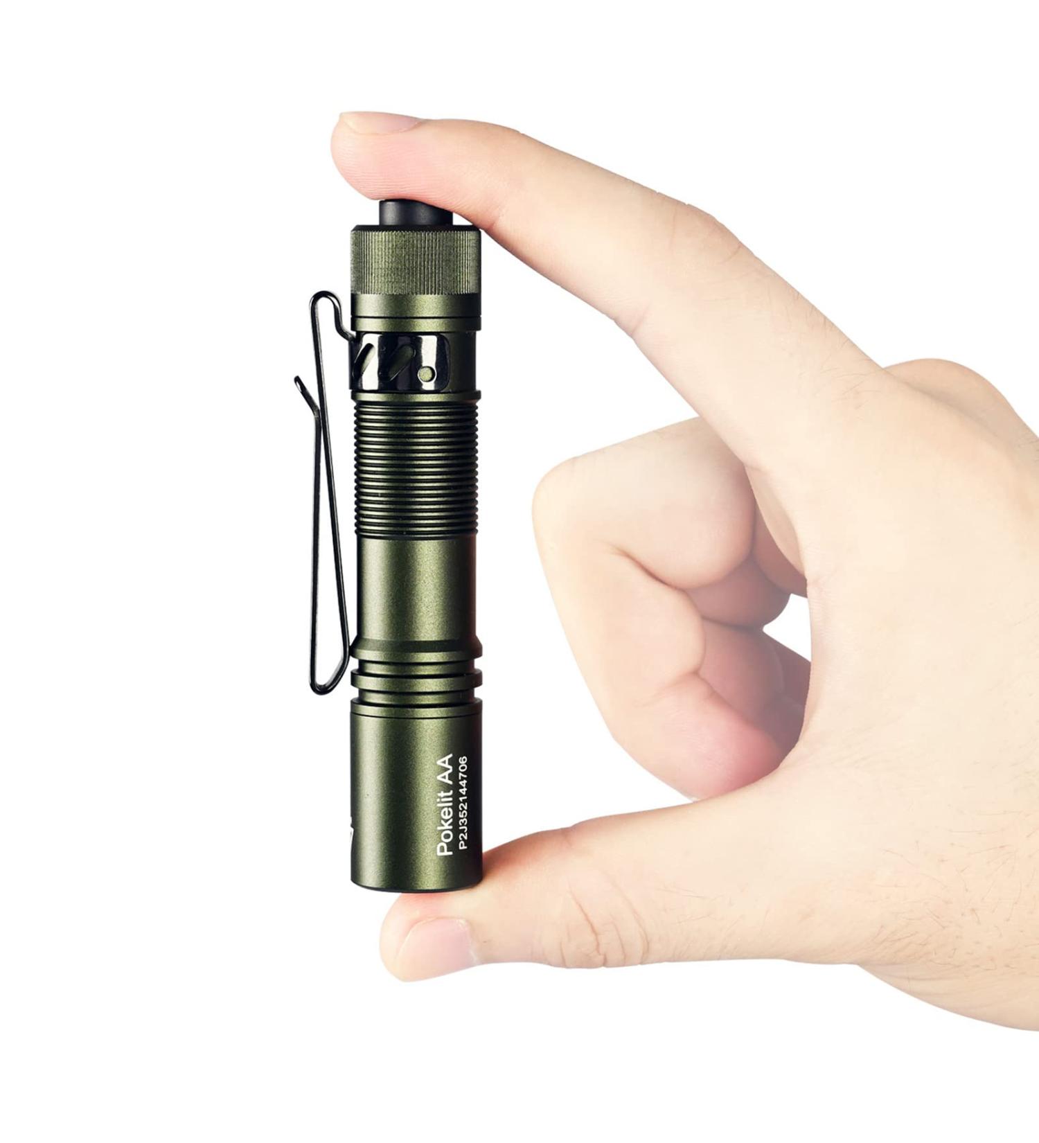 ACEBEAM Pokelit AA Rechargeable Mini Flashlight - 550 Lumens, High CRI LED, Clip, Compact EDC for Camping & Hiking - Dark Green - Buy Online on SooperMarket.com