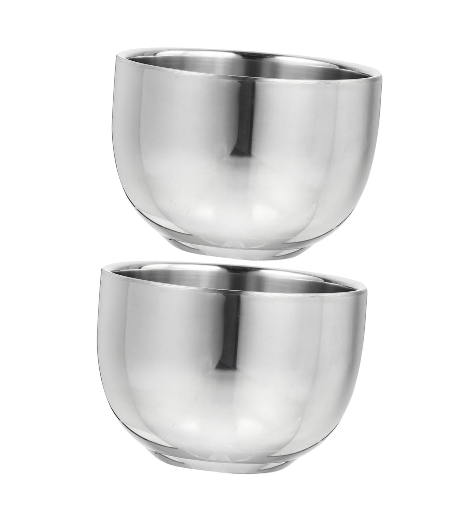Angoily 6-Pack Stainless Steel Shaving Soak Soap Mixing Bowl - Perfect Gift for Men s Razor Shaving Foam - Durable Ceramic Shell - 7.4x7.4cm - Buy Online on SooperMarket.com