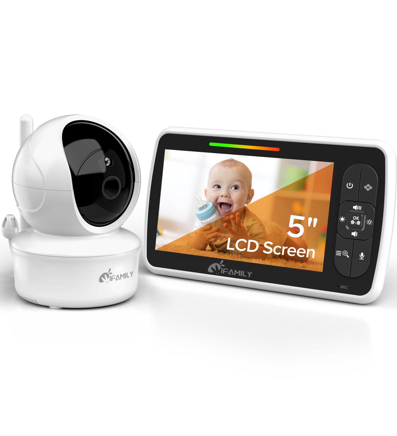 5 Large Display Video Baby Monitor w/ Remote PTZ, Night Vision & Lullabies | Two-Way Audio & Temp Display | 960ft Range Camera and Audio 650 - Buy Online on SooperMarket.com