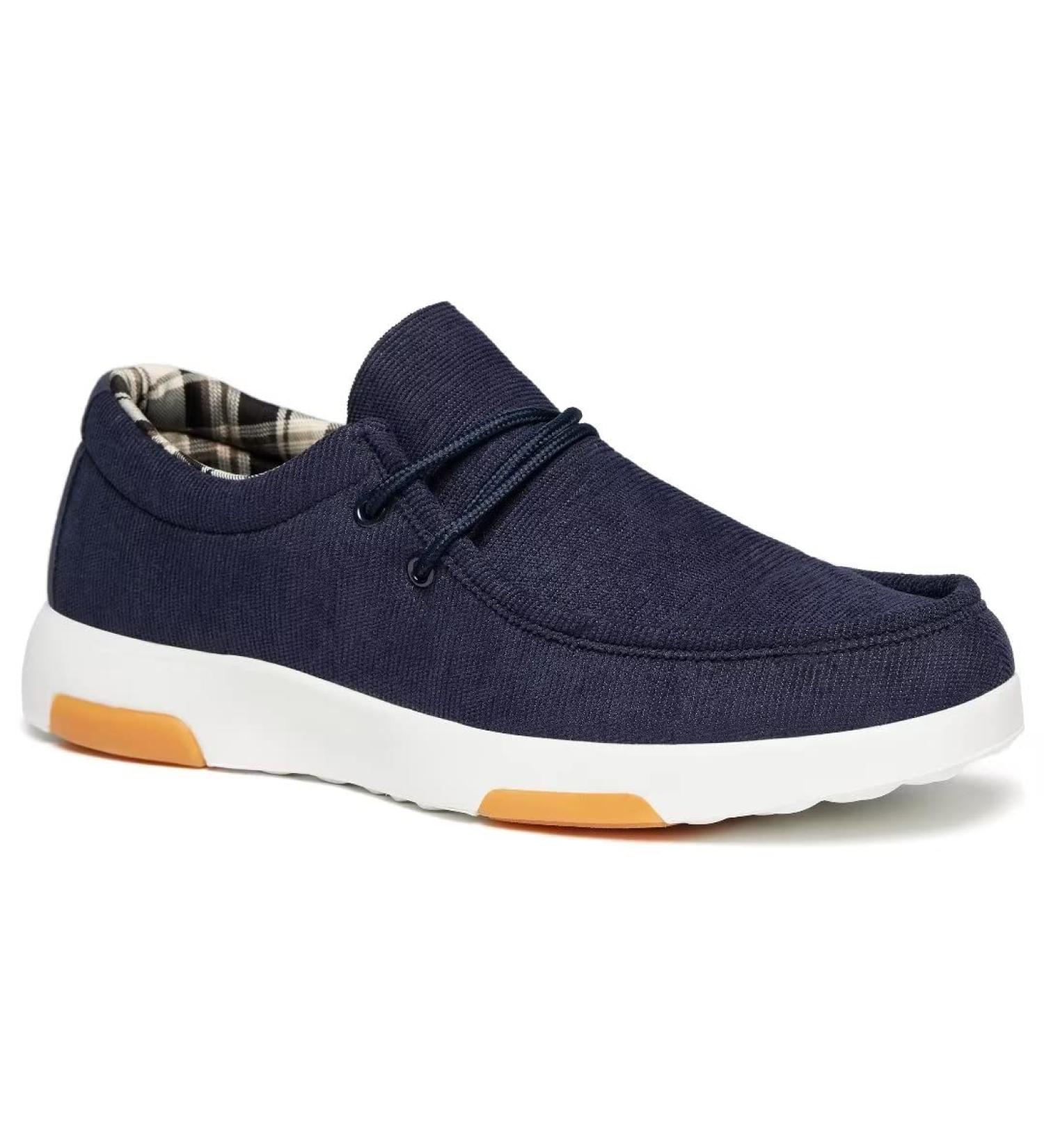 OrthoComfoot Men's Slip-On Arch Support Boat Shoes - Plantar Fasciitis Relief, Comfortable Walking Loafers - Navy, Size 11W - Buy Online on SooperMarket.com
