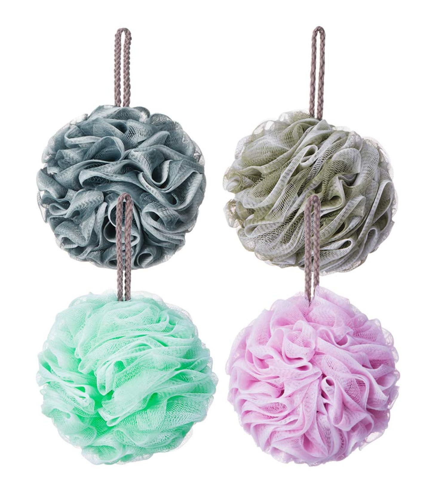 Novosun Loofah Bath Sponge Pack of 4 - Exfoliating Shower Mesh Pouf - Multicolor - 60g/pcs - Buy Online on SooperMarket.com