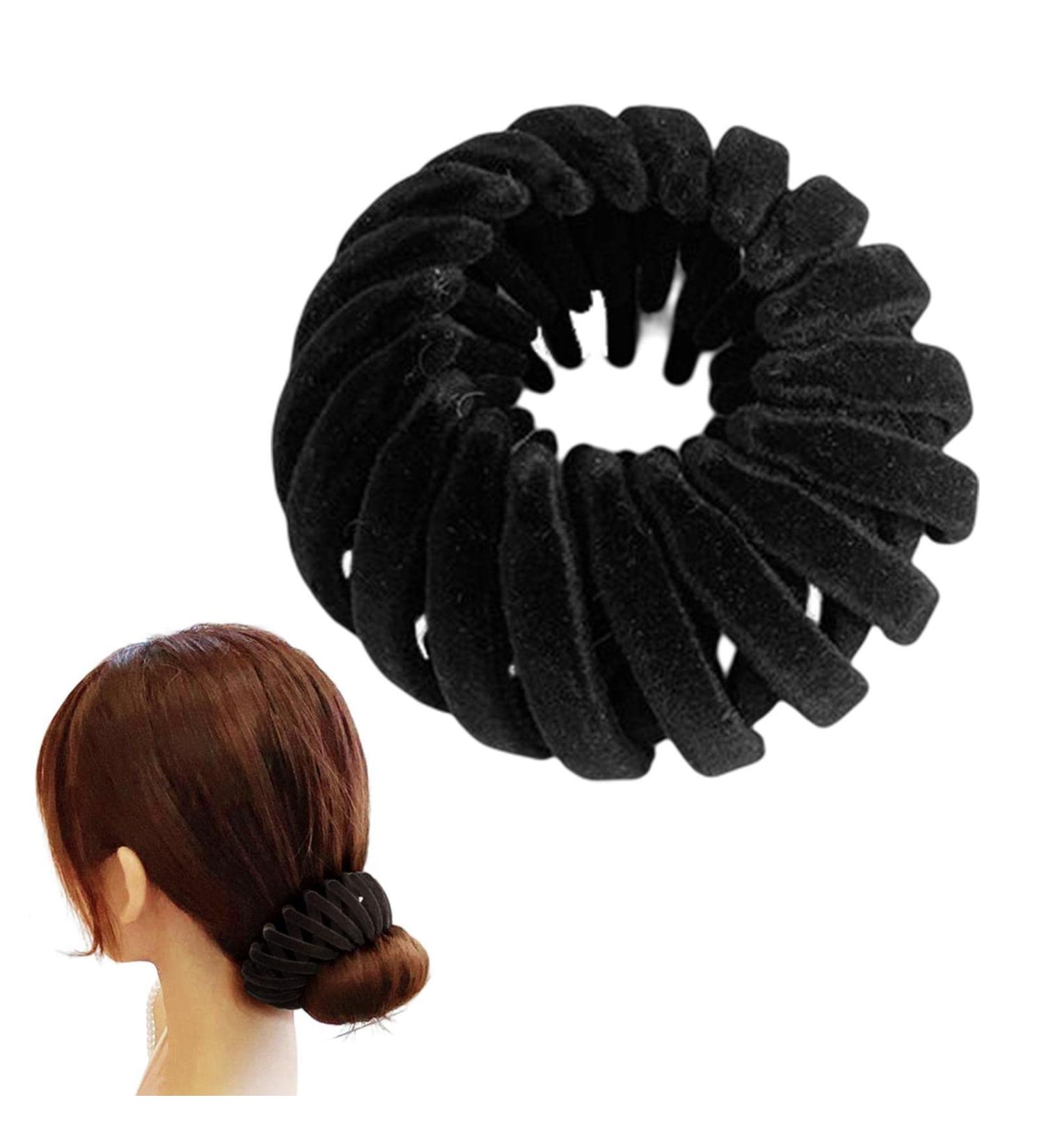 Hair Ring Bun - Sorcery Hair Clamp Avian roosts Styled Clips | Non-Skid Design Mobile roosts Plate Hairpin Expandable Ponytail Holder Hair Ornaments for Ladies Females 5.5 Inches Black - Buy Online on SooperMarket.com