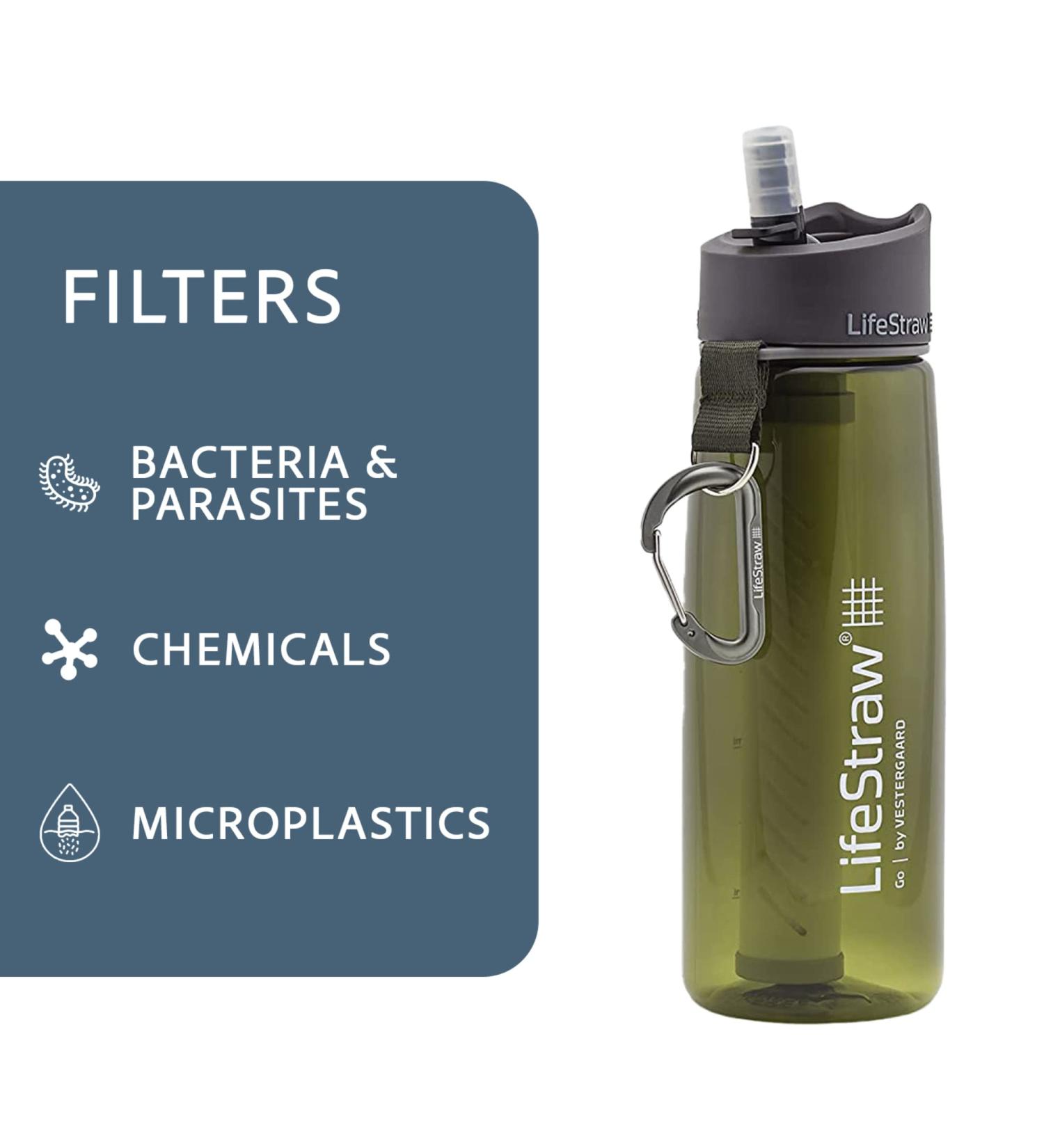 LifeStraw Go Bottle 2-Stage with Integrated 1 000 Liter LifeStraw Filter and Activated Carbon  Green  22oz Green 22oz - Buy Online on SooperMarket.com