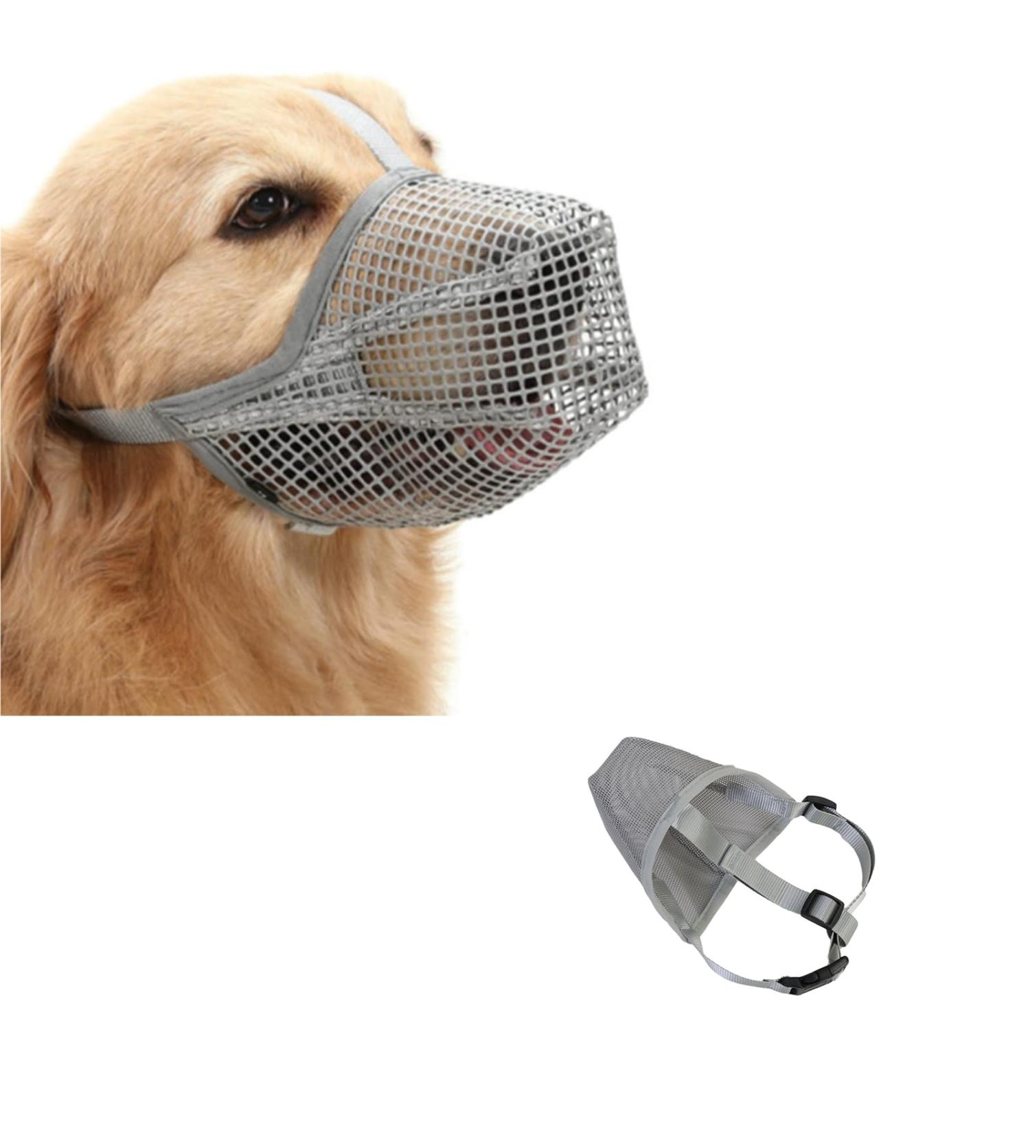 Breathable Mesh Dog Muzzle - Adjustable for Small Medium & Large Breeds | Prevents Biting Chewing & Barking - Gray XS - Buy Online on SooperMarket.com