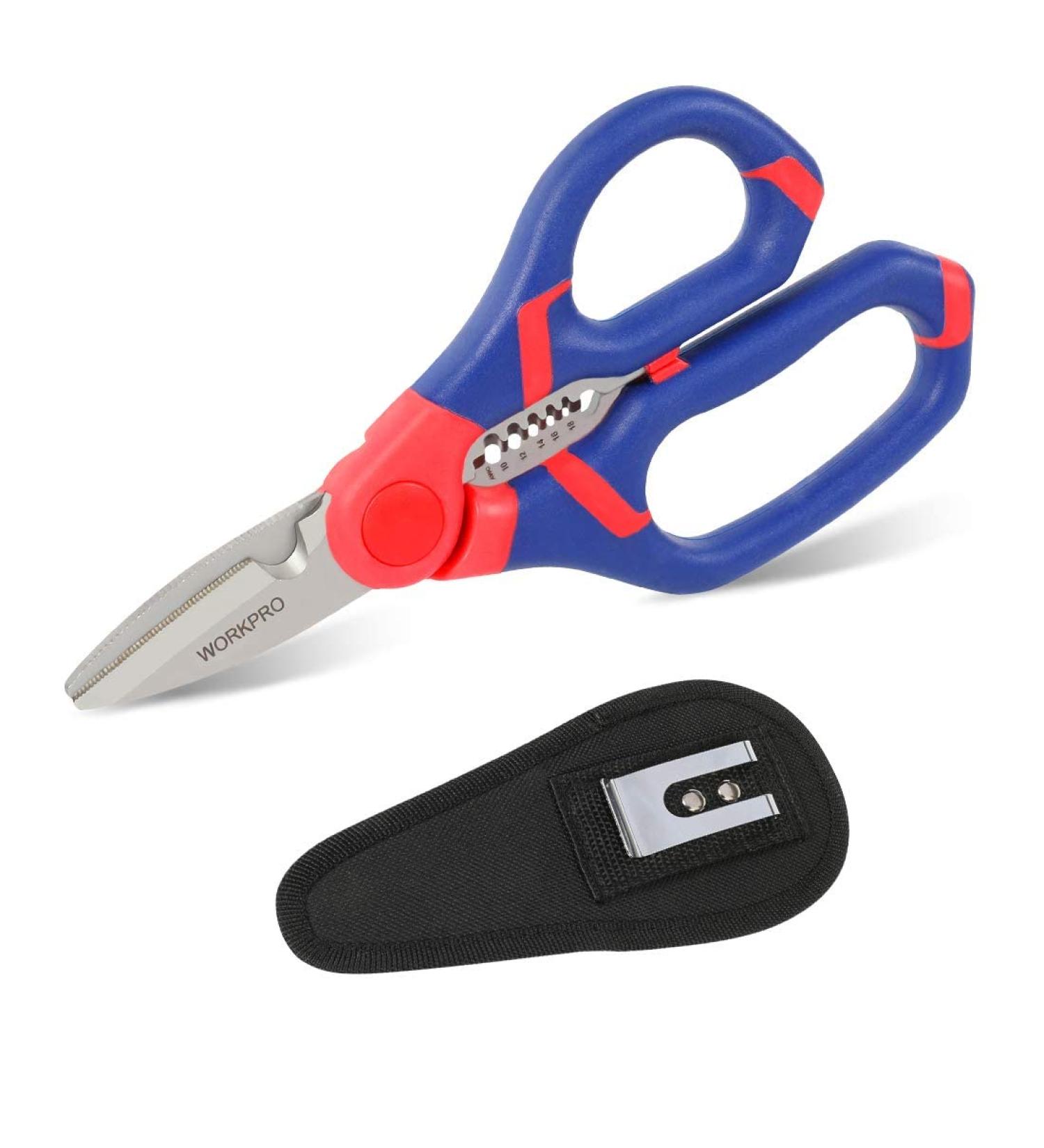 WORKPRO Electricians Scissors & Wire Cutter Stripper 2-in-1 Multi-Function Shears 152mm/6-inch Bi-Material Soft Handle - Buy Online on SooperMarket.com