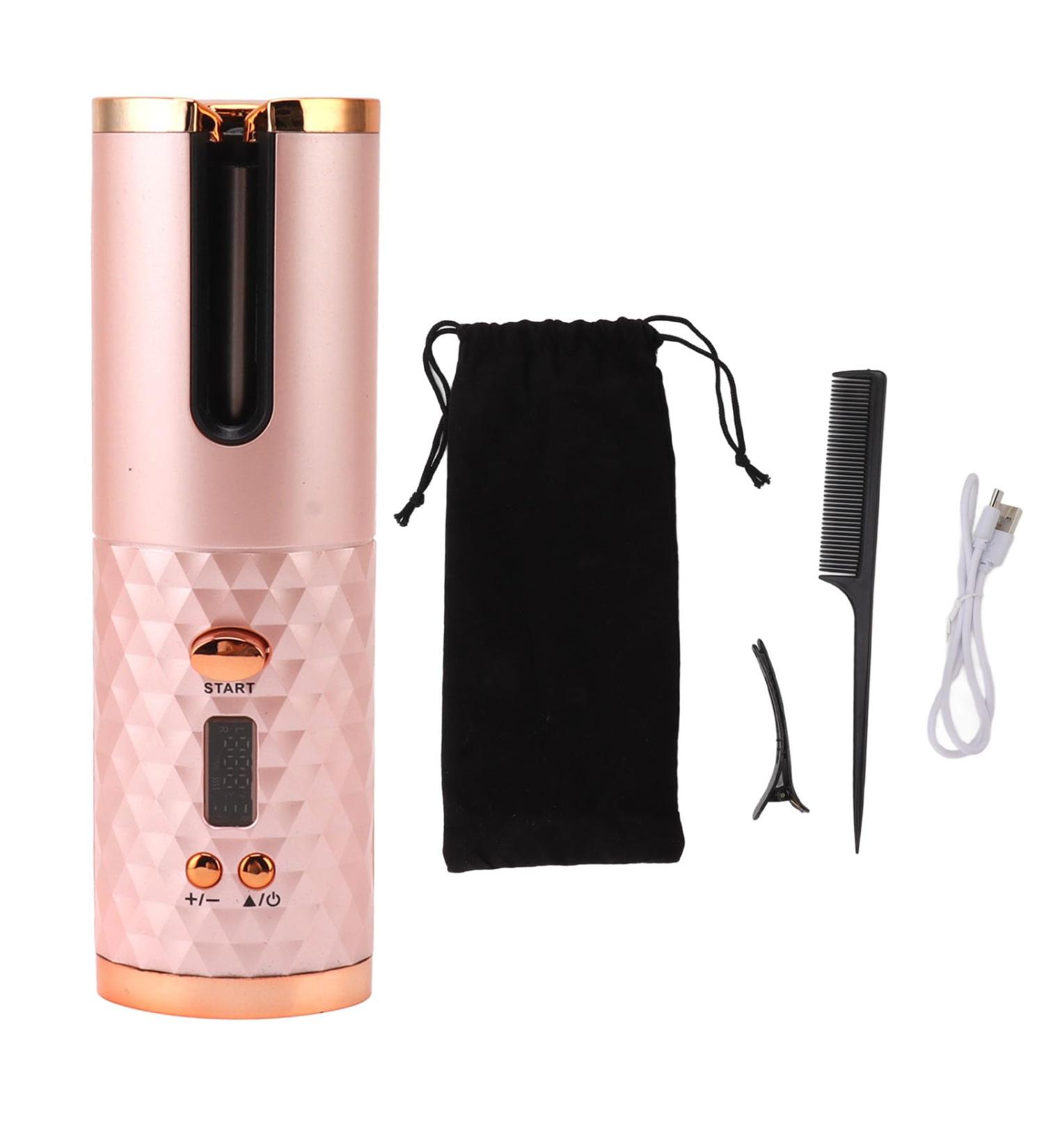 Automatic Curling Iron Cordless Hair Curler USB Rechargeable Hair Curling Wand Portable Electric Curling Iron with Digital Display for Hair Styling Fast Heating Hair Styling Tool - Buy Online on SooperMarket.com