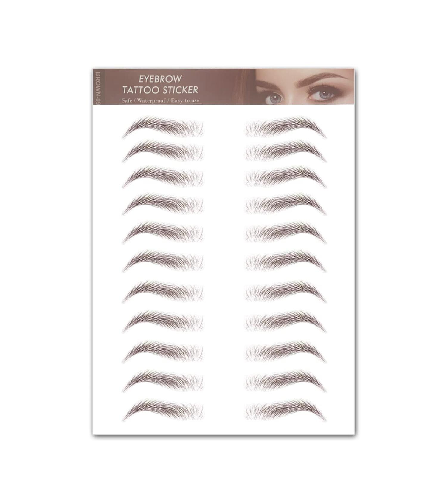 Aaiffey 4D Brown Natural Tattoo Eyebrow Stickers - Waterproof Imitation Ecological Lazy Makeup Tool for Women & Men - 9 Pcs - Buy Online on SooperMarket.com
