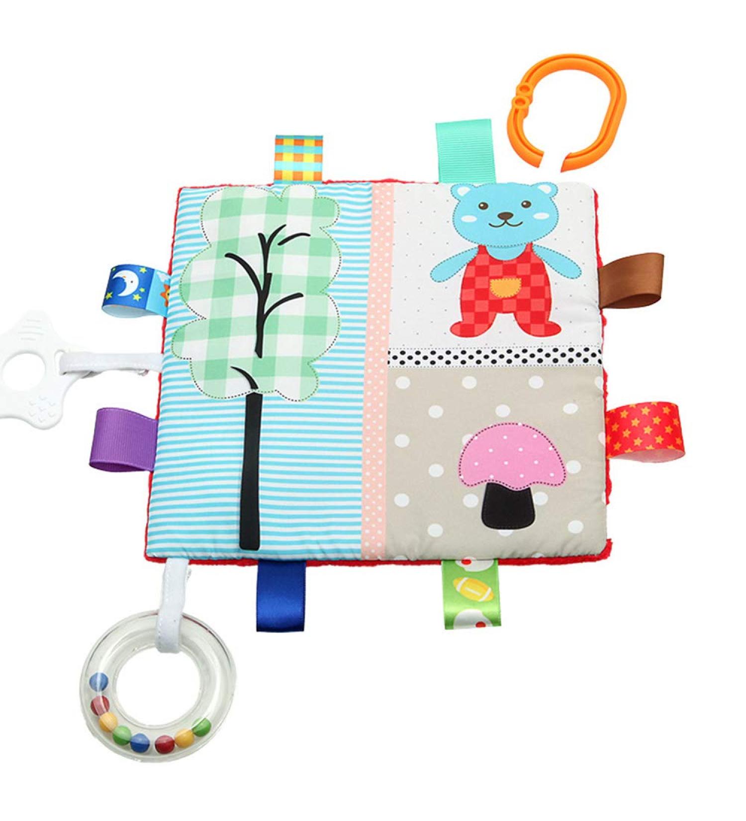 Baby Comfort Blanket with Tag Security and Teething Toys - Bear and Apple Red - Buy Online on SooperMarket.com