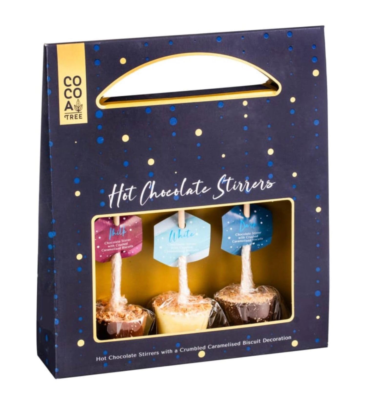 Hot Chocolate Stirrers Milk Chocolate Stirrer White Dark Chocolate With Caramelised Biscuit Crumb Xmas Gift Pack - Buy Online on SooperMarket.com