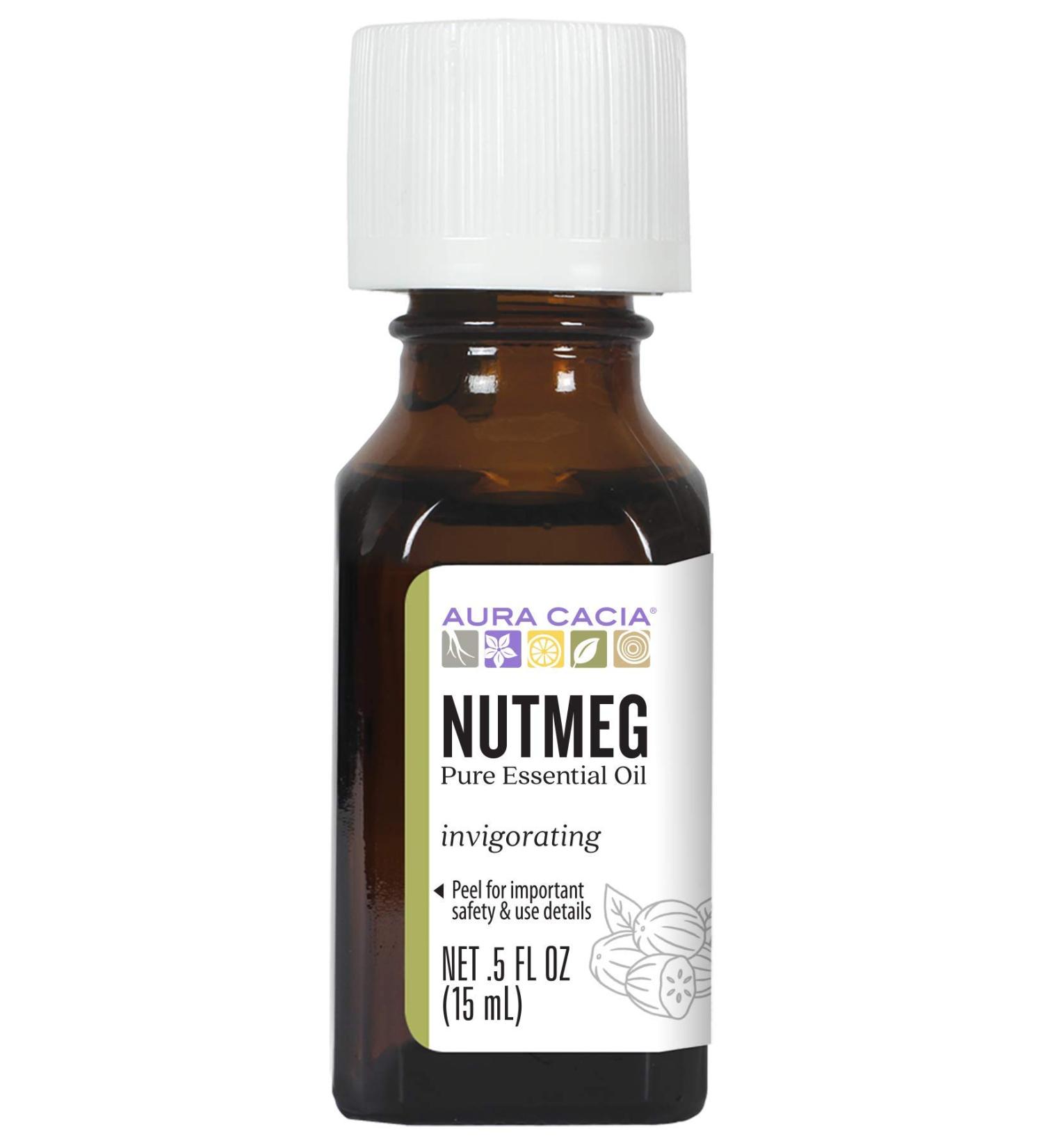 Aura Cacia Pure Nutmeg Essential Oil 0.5 fl. oz | Myristica Fragrans - Aromatherapy & Wellness - Buy Online on SooperMarket.com