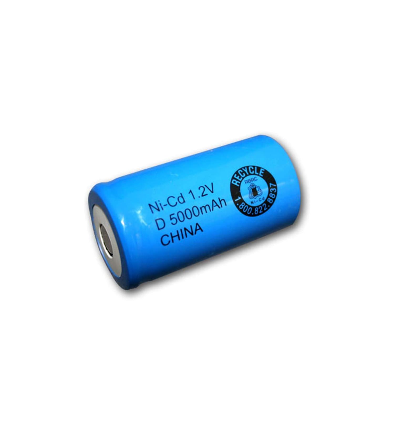 D Size Rechargeable Battery 5000mAh NiCd 1.2V Flat Top Cell