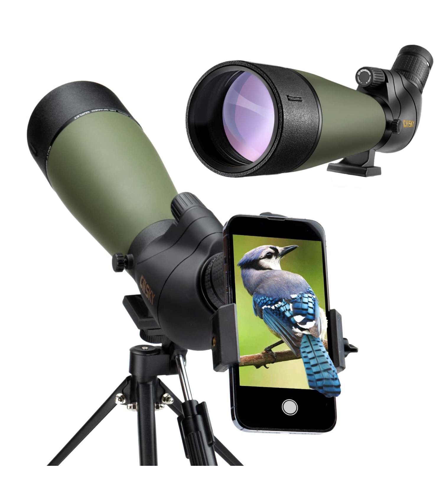 Gosky 20-60x80 Spotting Scope with Tripod & Carrying Bag - BAK4 Angled Scope for Target Shooting, Hunting, Bird Watching - Phone & SLR Mount Compatible with Canon - Buy Online on SooperMarket.com