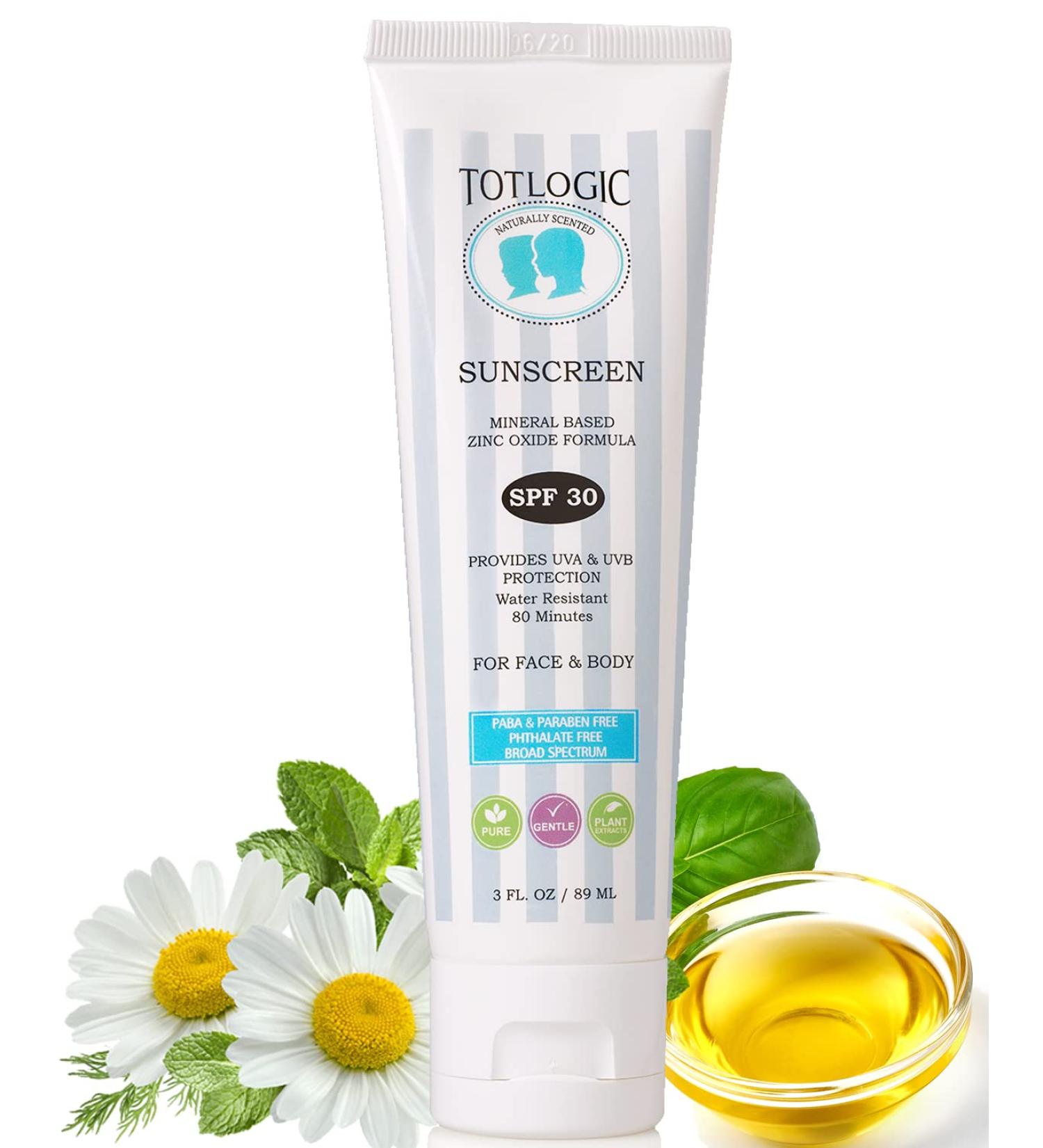 TotLogic Natural Mineral Sunscreen for Kids SPF 30 3 oz | Biodegradable & Reef Safe Zinc Oxide | Organic Sunblock for the Whole Family | Hypoallergenic & Water Resistant - Buy Online on SooperMarket.com