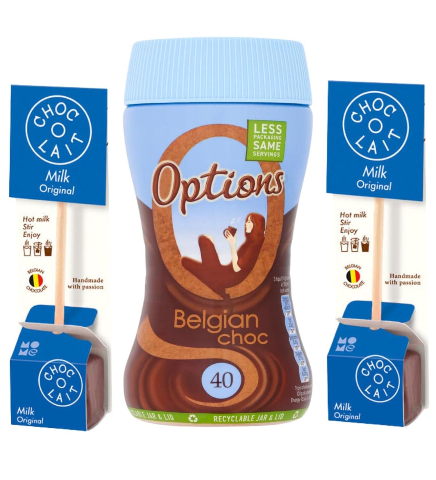 Hot Chocolate Bundle With Options Belgian Choc 220g Jar and ChocOLait Stir In Milk Chocolate 33g x2 (3 Pack) - Buy Online on SooperMarket.com